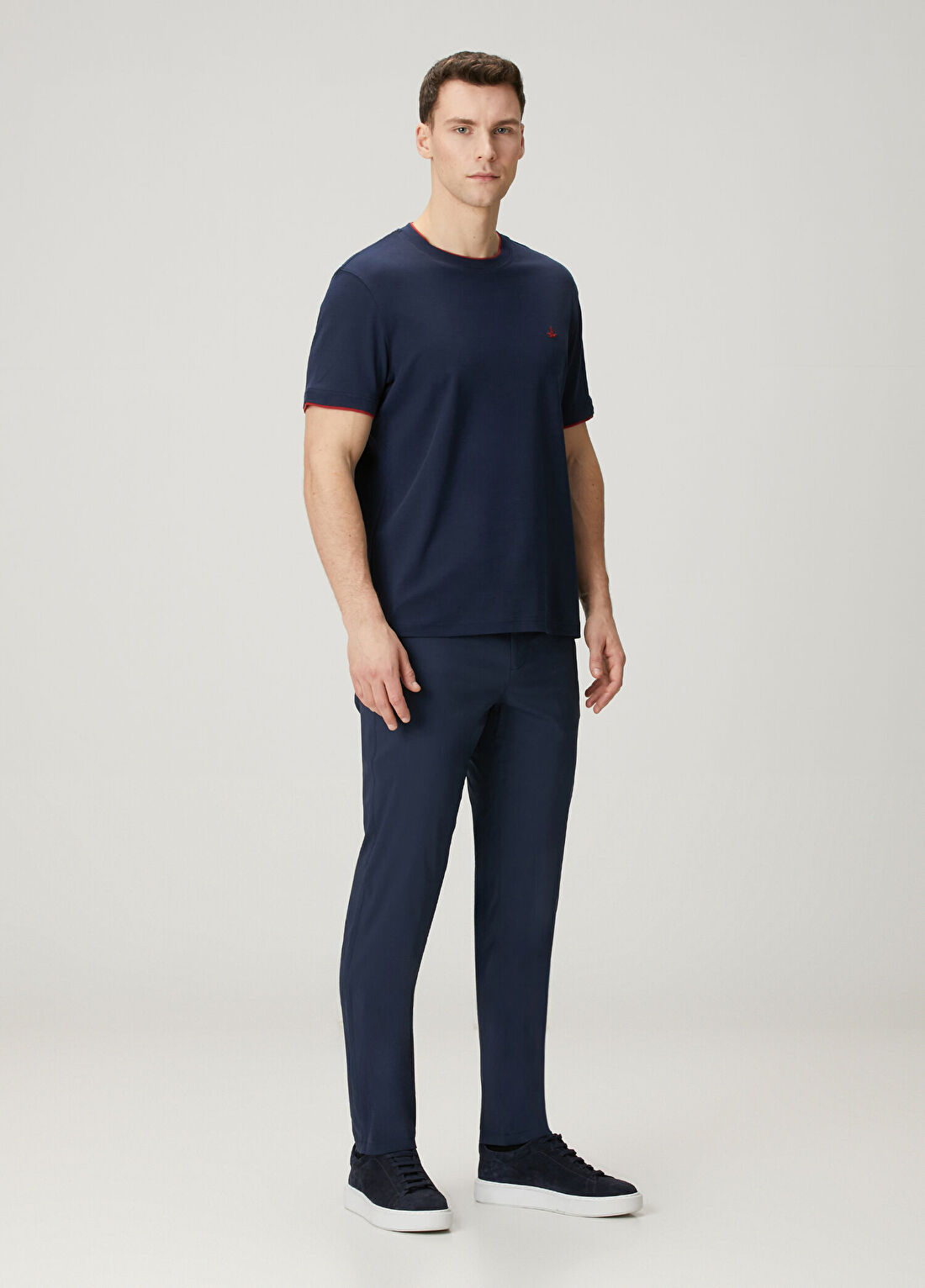Beymen Club Lacivert Relax Fit Yaka Kol Ucu Garnili T-shirt görsel 3