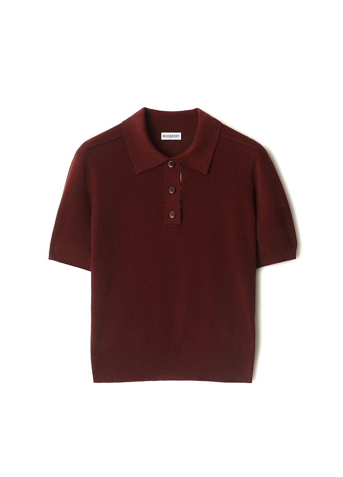 Burberry Wool Bordo Kısa Kollu Kadın Triko Kazak