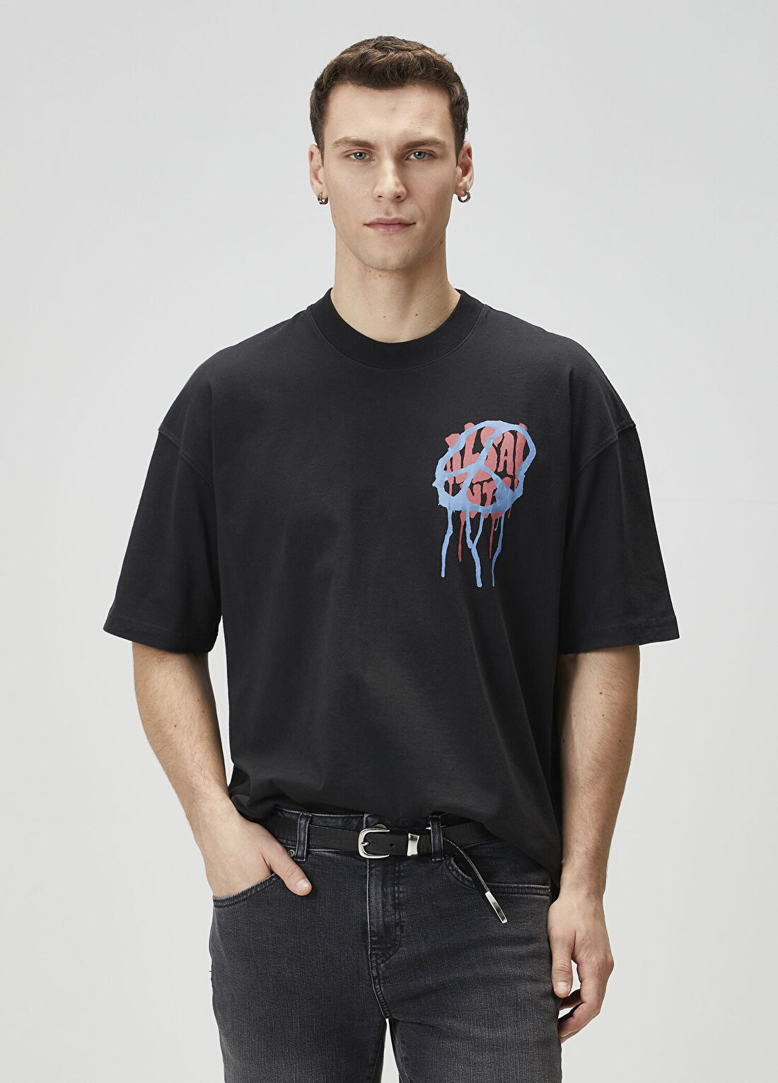 AllSaints Runner Antrasit Oversized T-shirt
