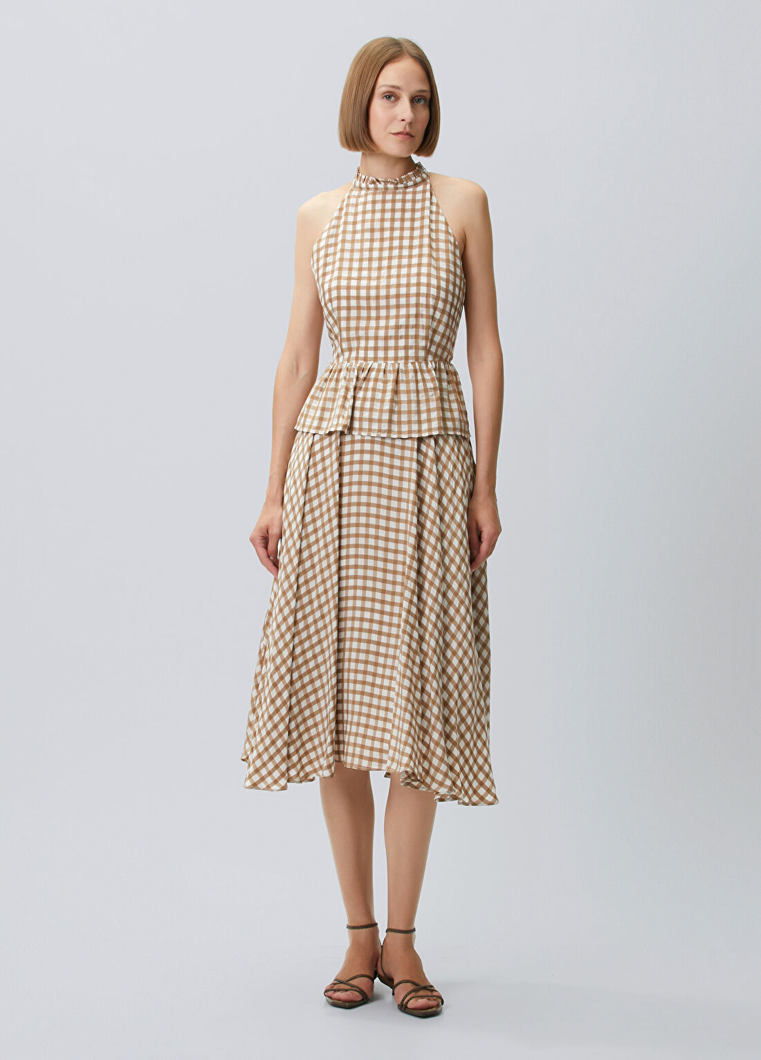 Beymen Collection Bej Krem Pötikareli Midi Elbise
