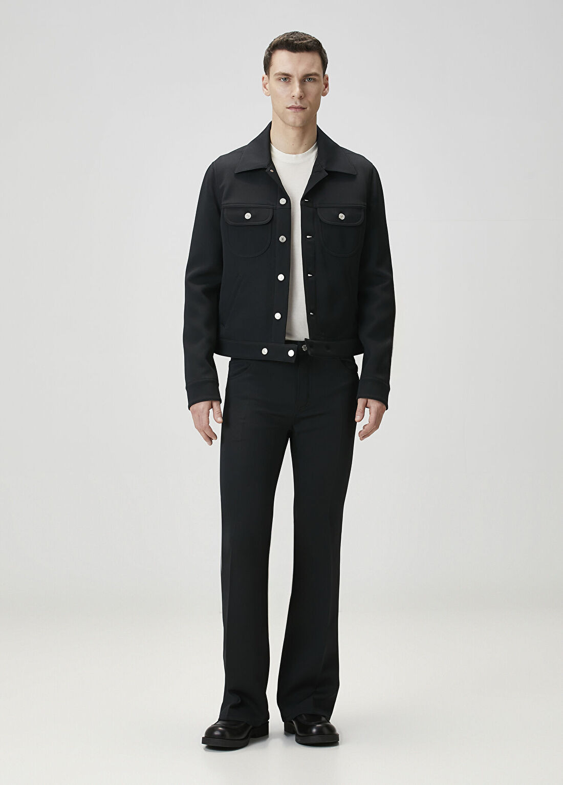 Courreges Signature Siyah Twill Trucker Ceket görsel 2