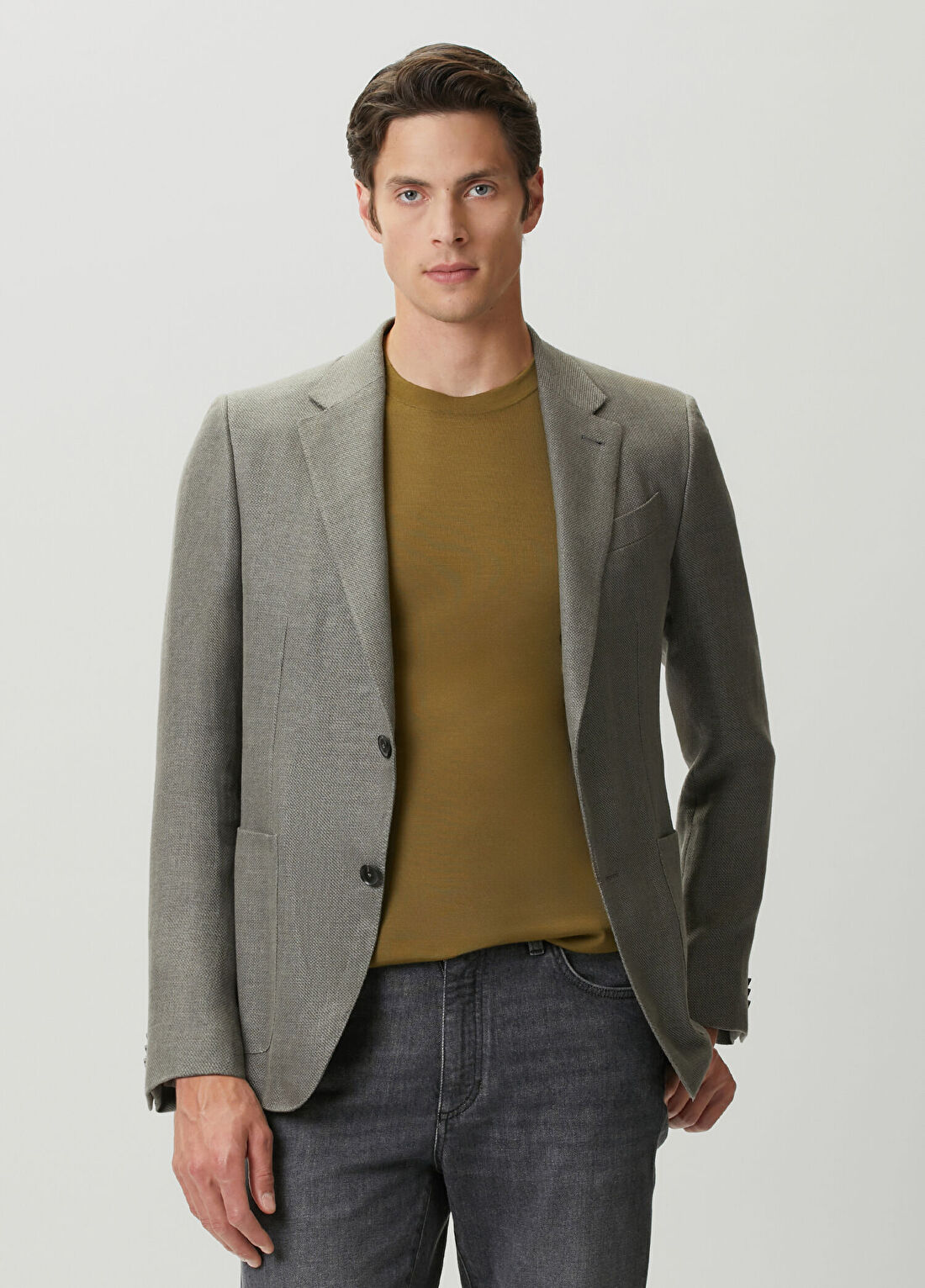 Zegna Gri Formal Keten Ceket
