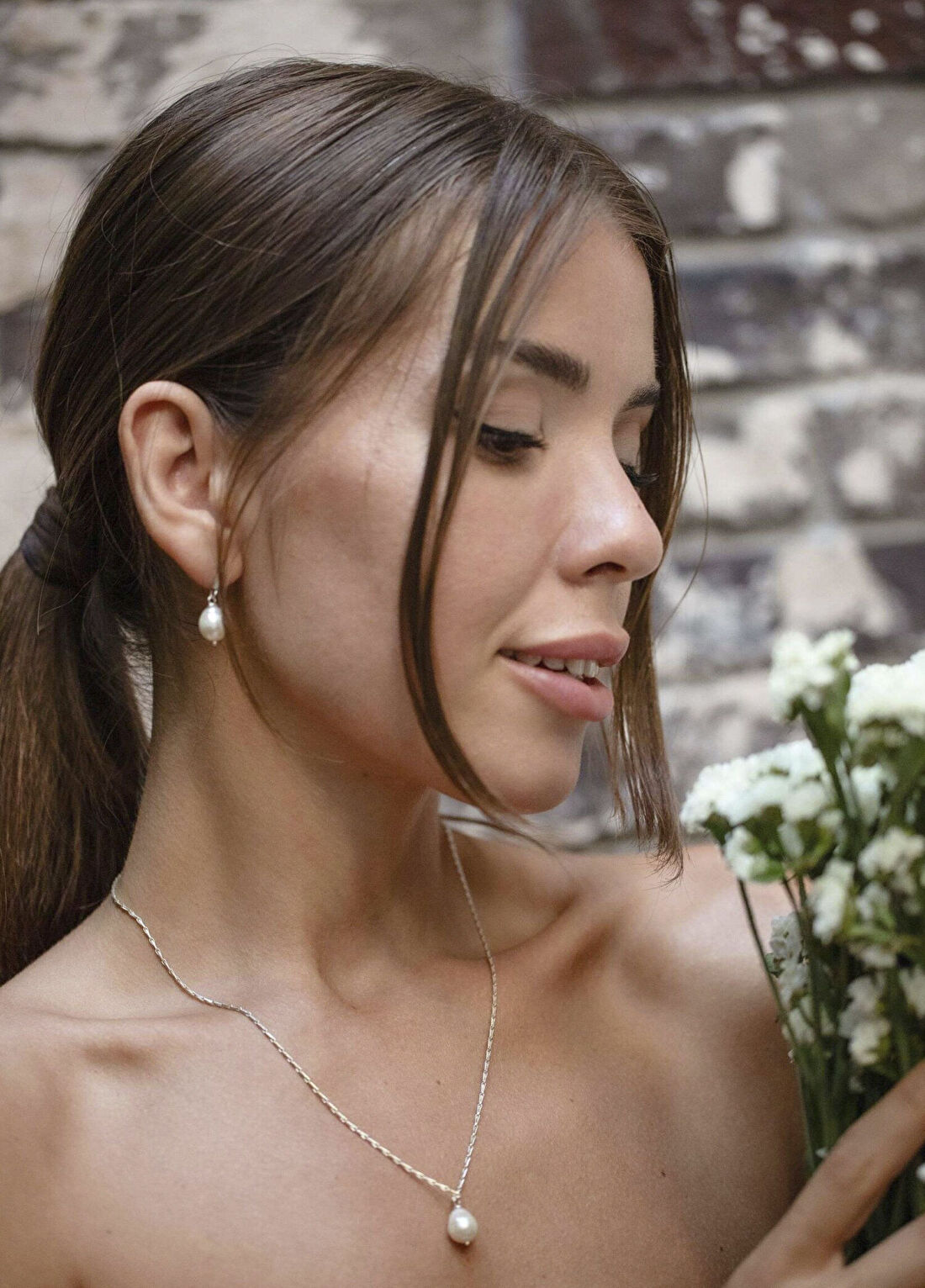 Ecru Atelier Sara Gümüş Barok İnci Kolye görsel 3