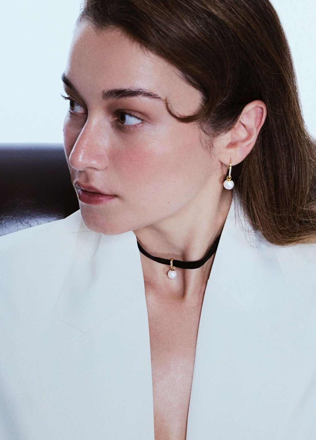 Lovy Atelier Tisya İnci 925 Ayar Gümüş 22 Ayar Altın Kaplama Kadın Choker görsel 2