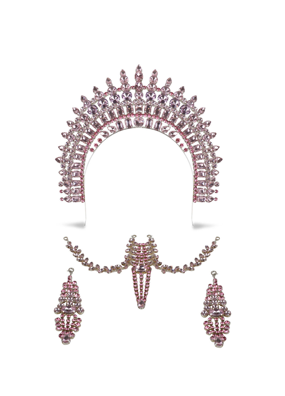 Gaios Byzantine Headpiece Pembe Gümüş Kaplama Kristal Taşlı Kadın Saç Aksesuarı görsel 4