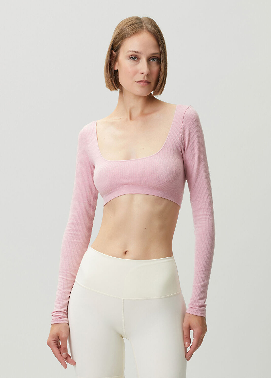 Skims Gül Kurusu Yün Cropped T-shirt