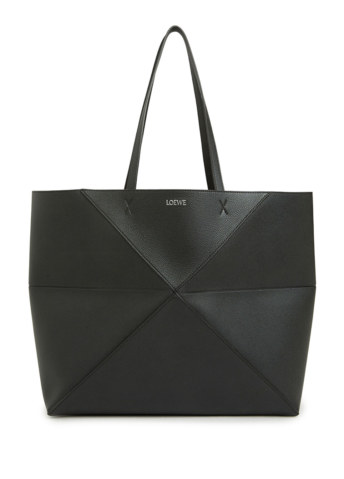 Loewe Large Puzzle Fold Siyah Deri Alışveriş Çantası