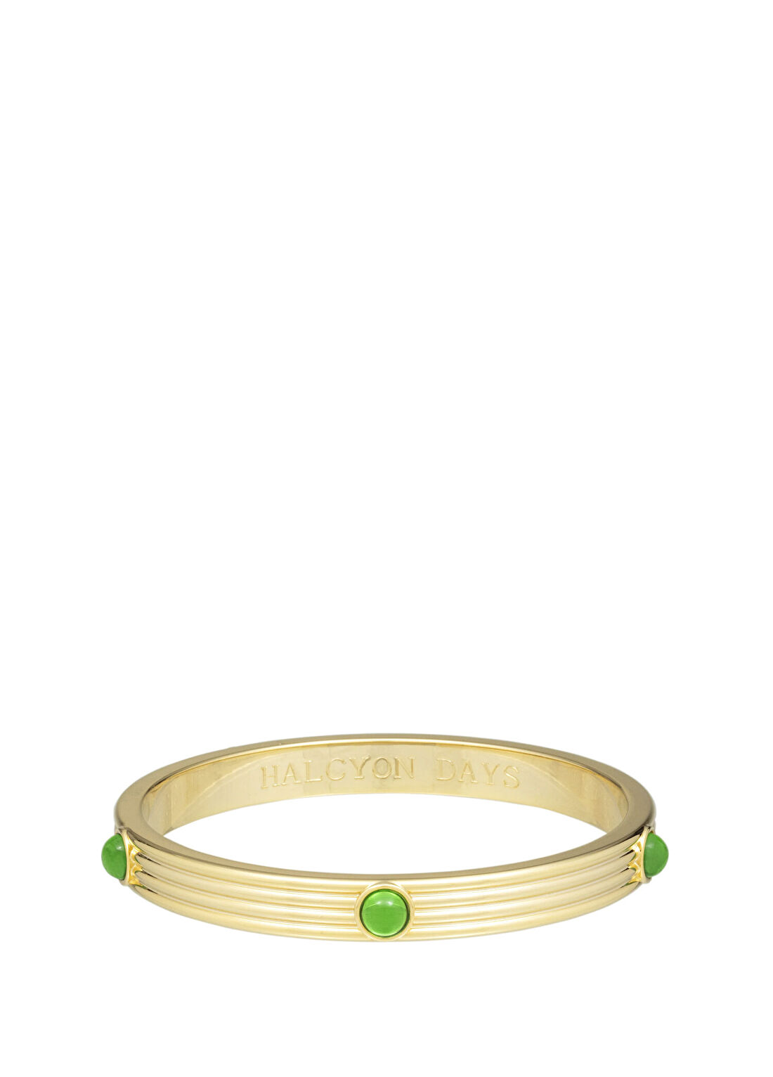 Halcyon Days Ribbed Cabochon Emerald Yeşil Altın Rengi Kadın Bilezik