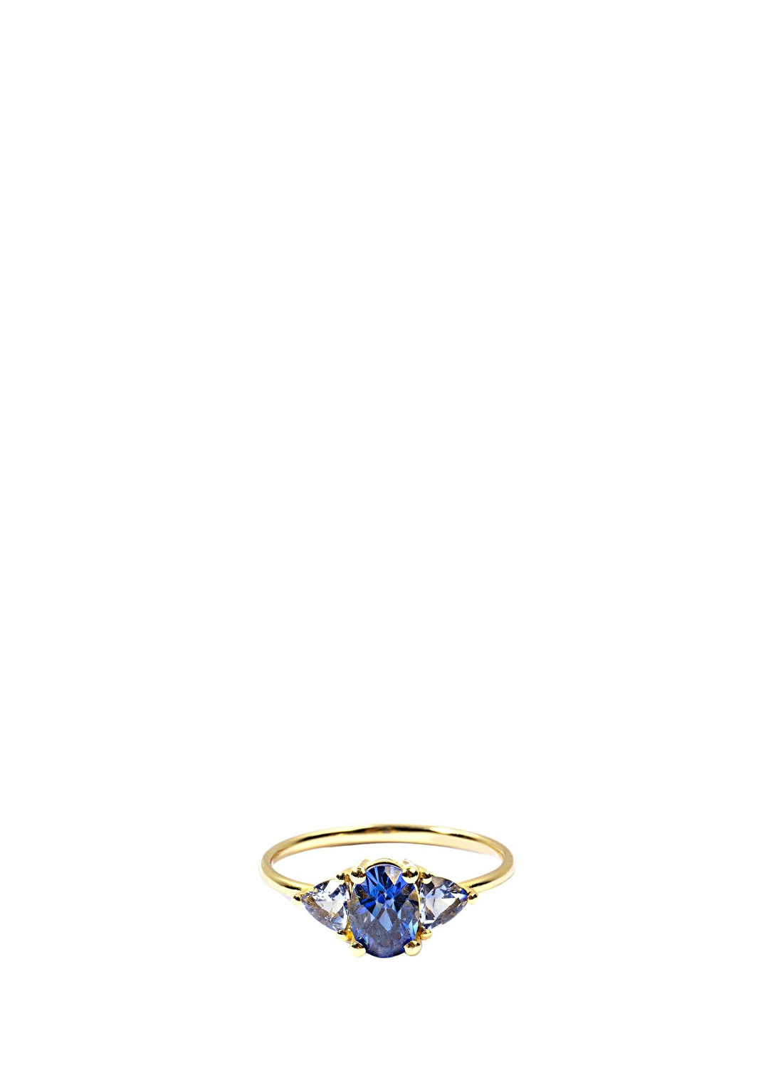 The Anoukis Diana Ring Blue Sapphire and Aquamarine 14 Ayar Yellow Gold Kadın Altın Yüzük