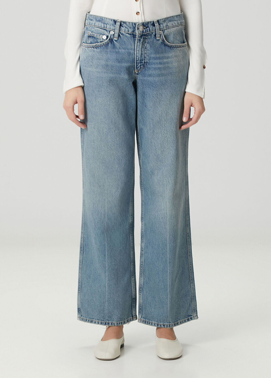 Rag&Bone Saige Relaxed Straight Mavi Jean Pantolon görsel 2