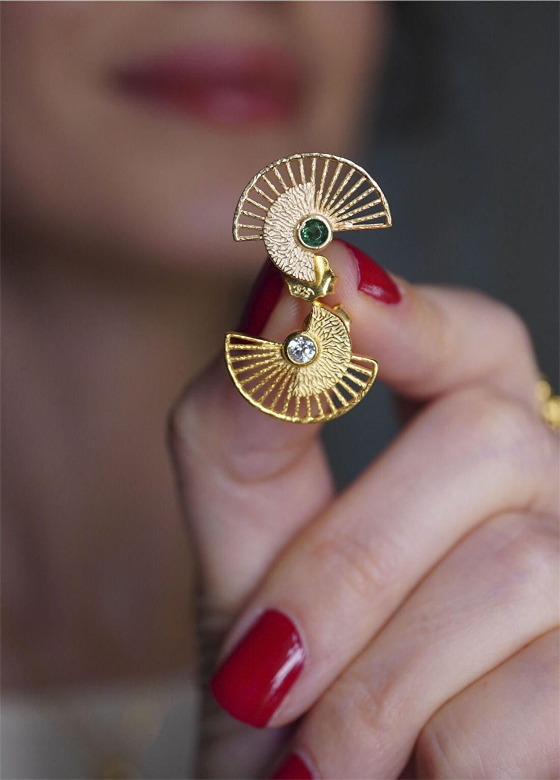 Jewelarin Half In Half 925 Ayar Gümüş Kadın Küpe görsel 2