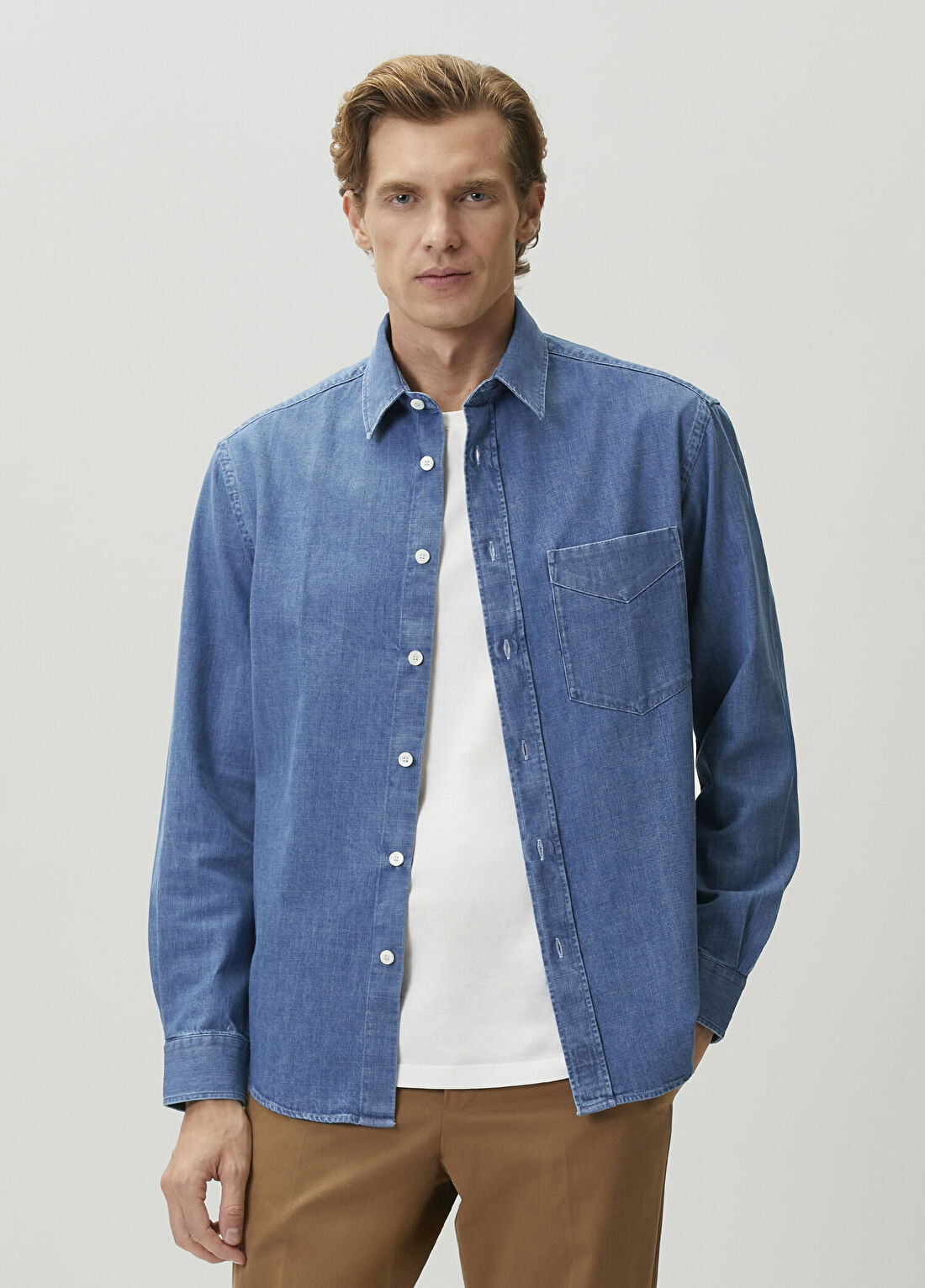 Canali Mavi Denim Gömlek