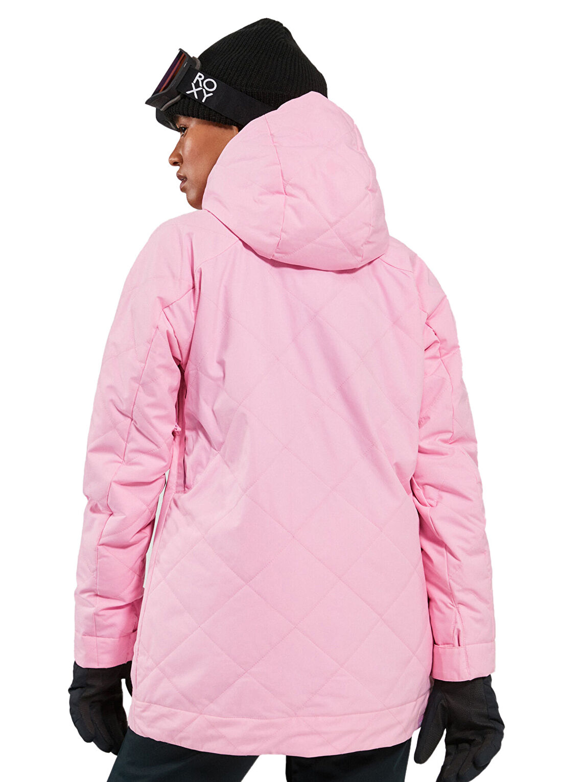 Roxy Radiant Lines Overhead Pembe Kapüşonlu Yarım Fermuarlı Kadın Kayak Montu görsel 2