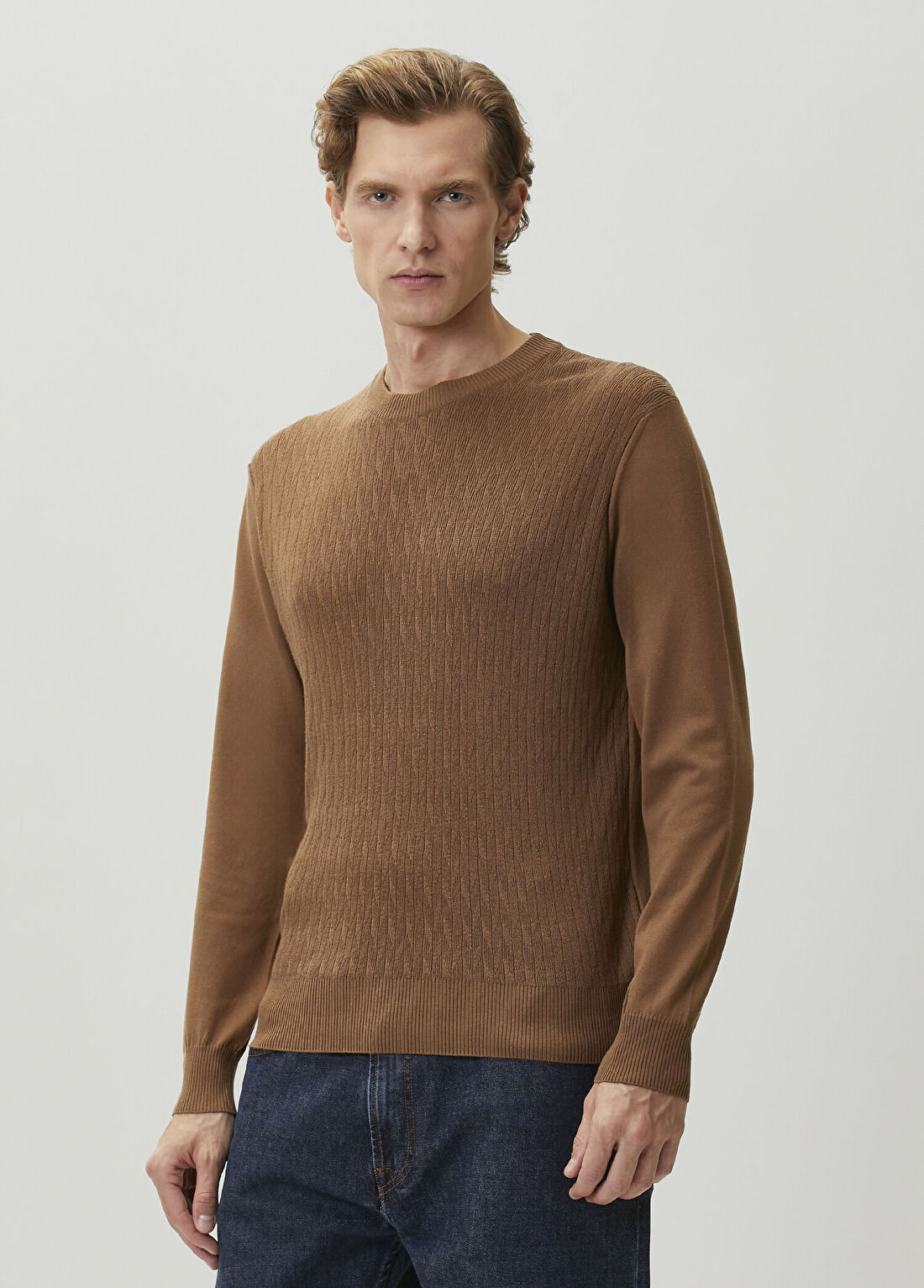 Canali Camel Jakarlı Kazak görsel 3