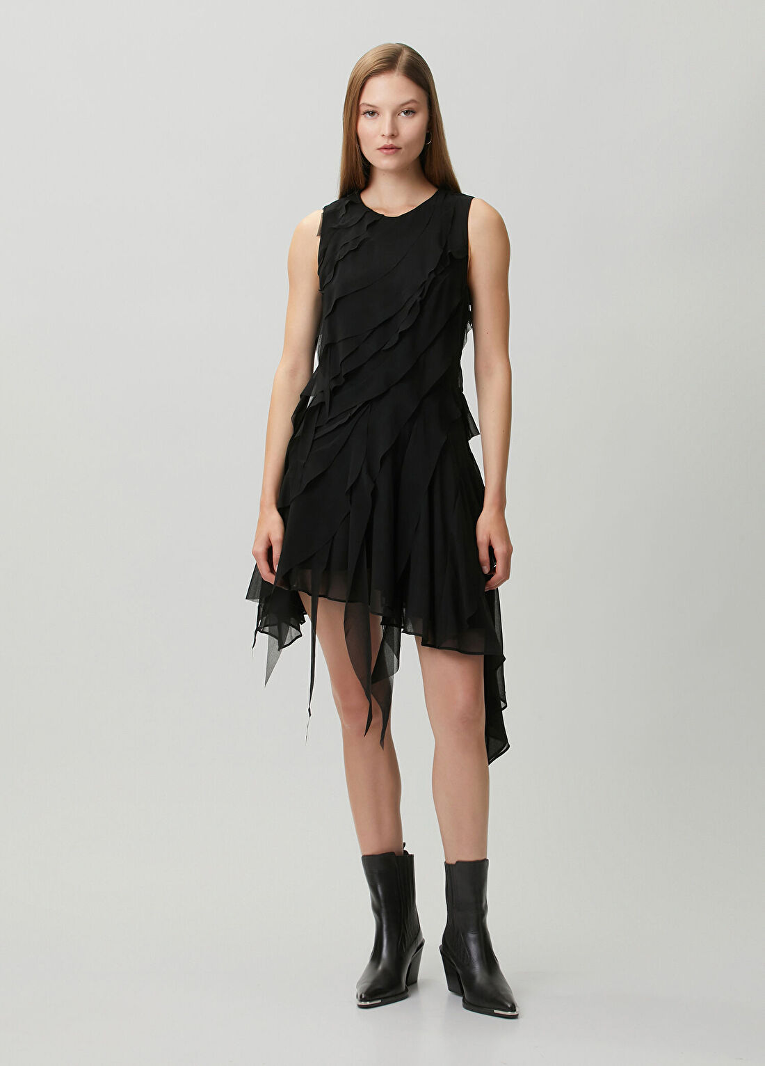 AllSaints Angie Siyah Mini Elbise
