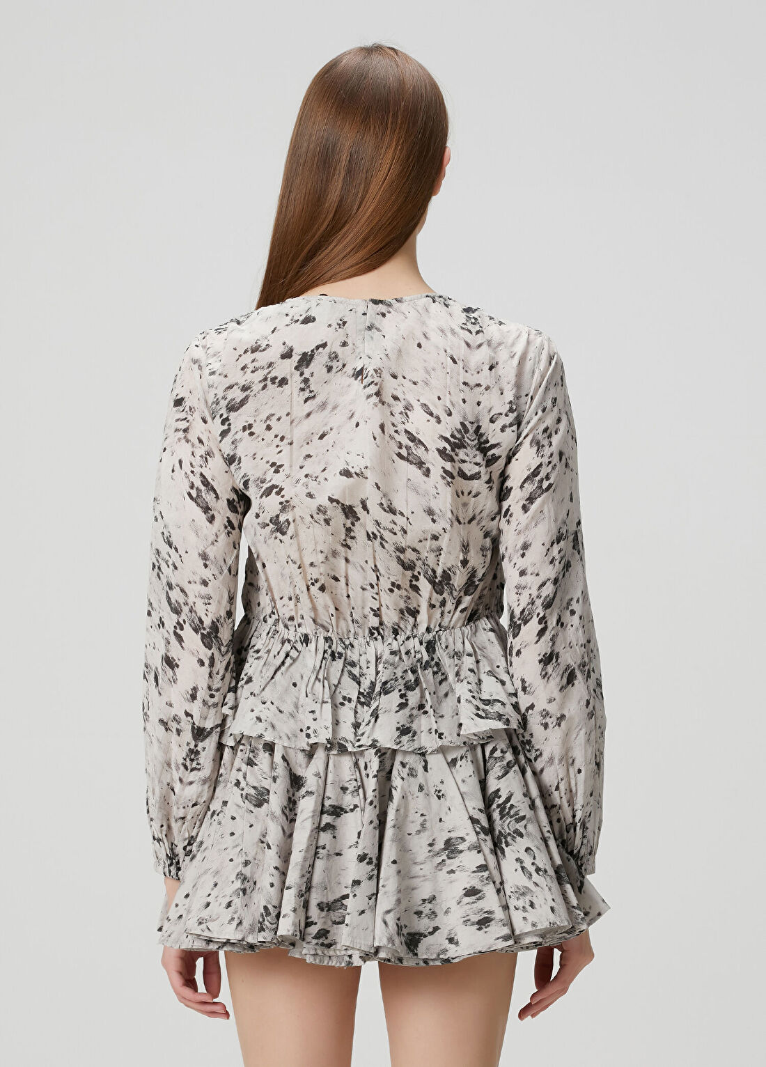 AllSaints Melani Ekru Siyah Desenli Bluz görsel 4