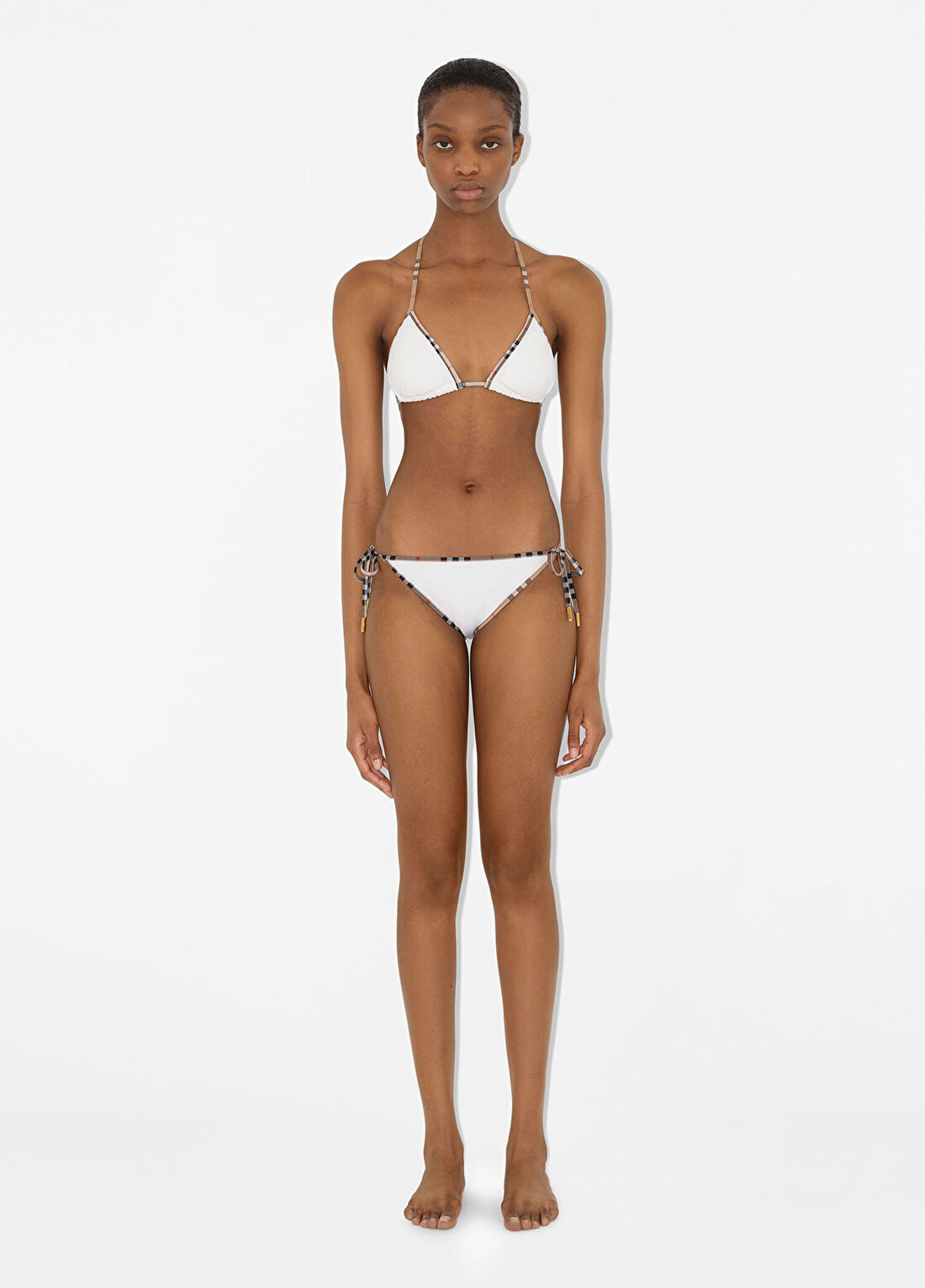 Burberry Check Trim Beyaz Kadın Bikini Takımı