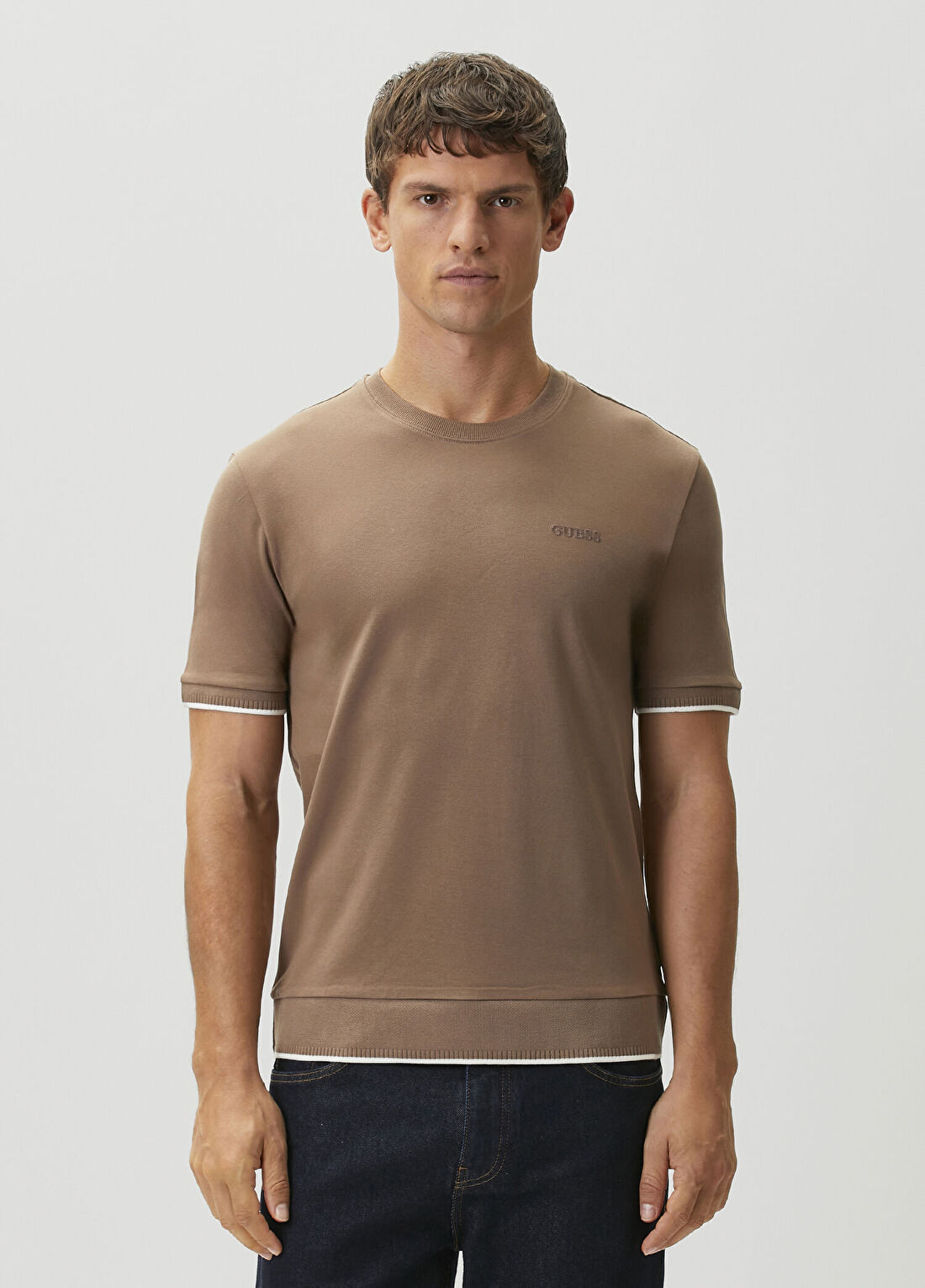 Guess Franc Regular Fit Koyu Bej T-shirt