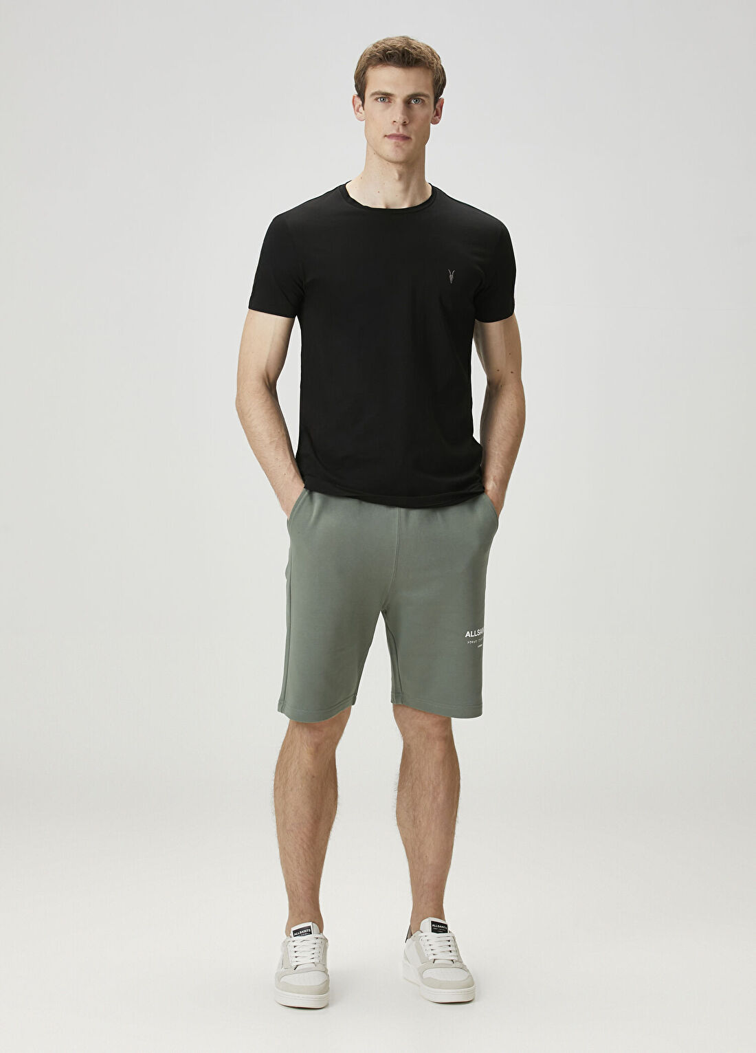 AllSaints Relaxed Fit Underground Yeşil Beli Kordonlu Şort