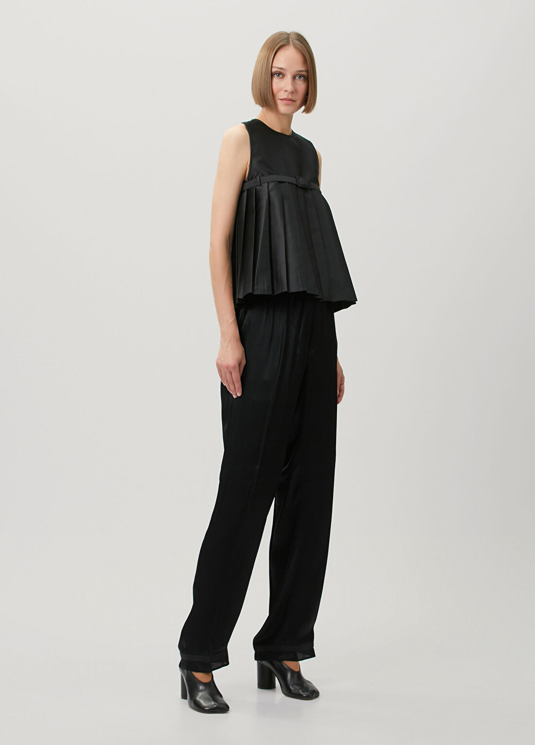 Maison Margiela Siyah Beli Bağcıklı Saten Pantolon