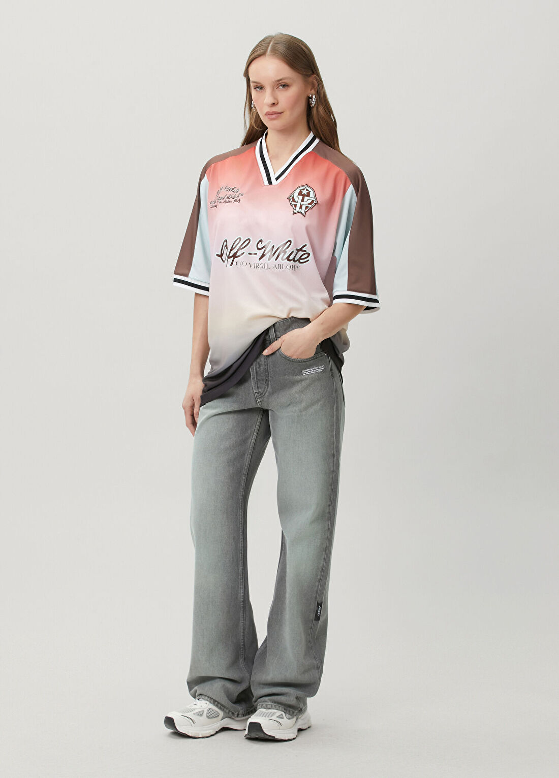 Off-White Colorblocked Logolu T-shirt görsel 2