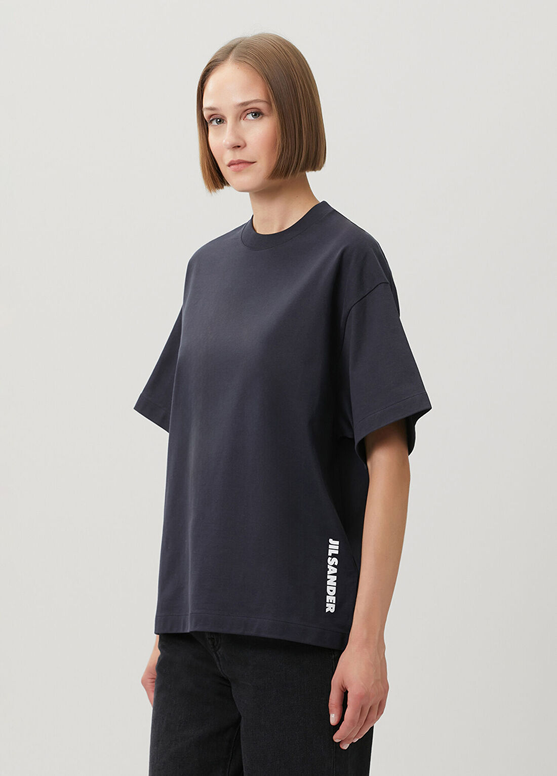 Jil Sander Lacivert Logo Baskılı T-shirt