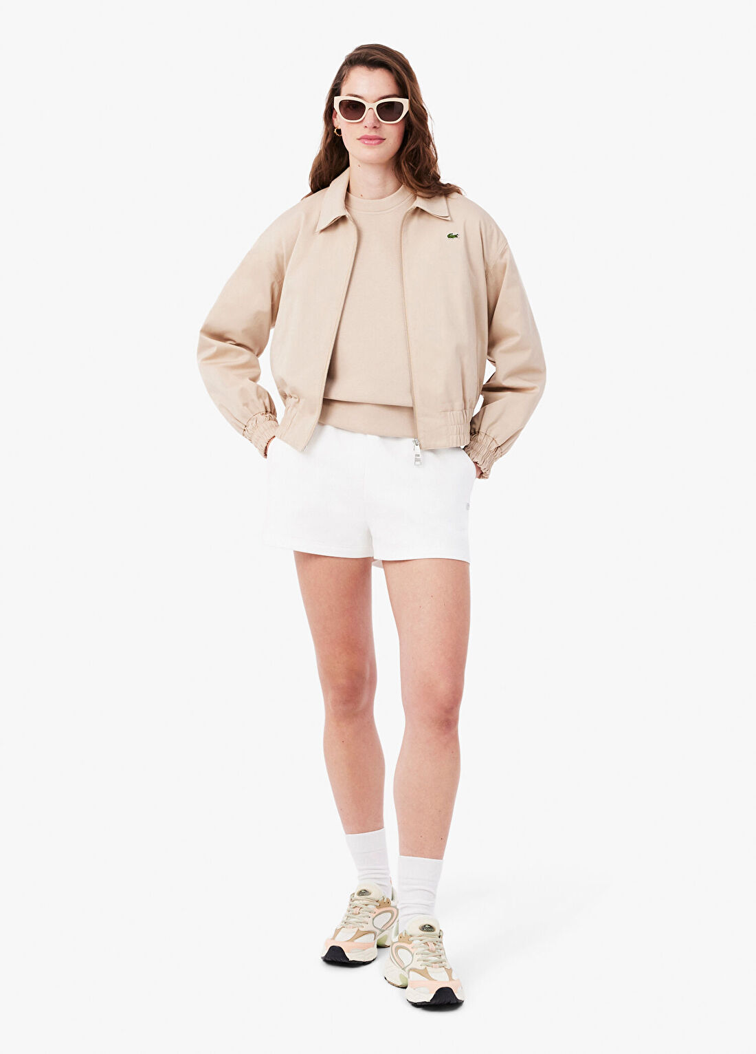 Lacoste Beyaz Organik Pamuk Kadın Mini Şort