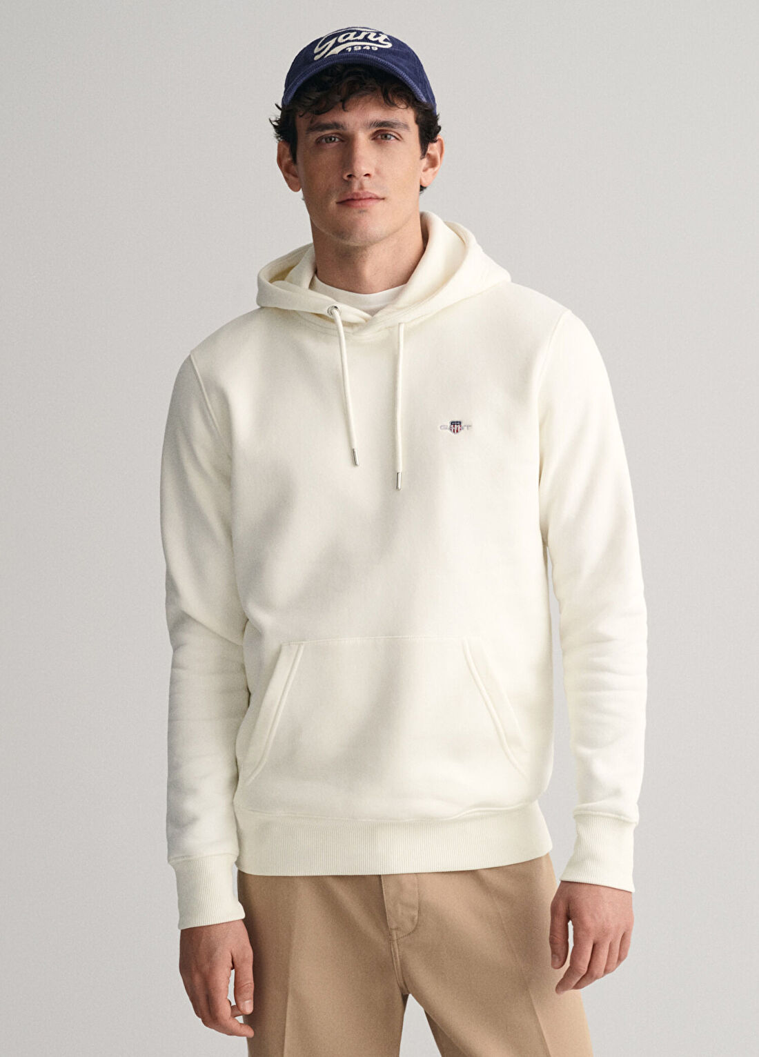 Gant Krem Kapüşonlu Regular Fit Erkek Sweatshirt
