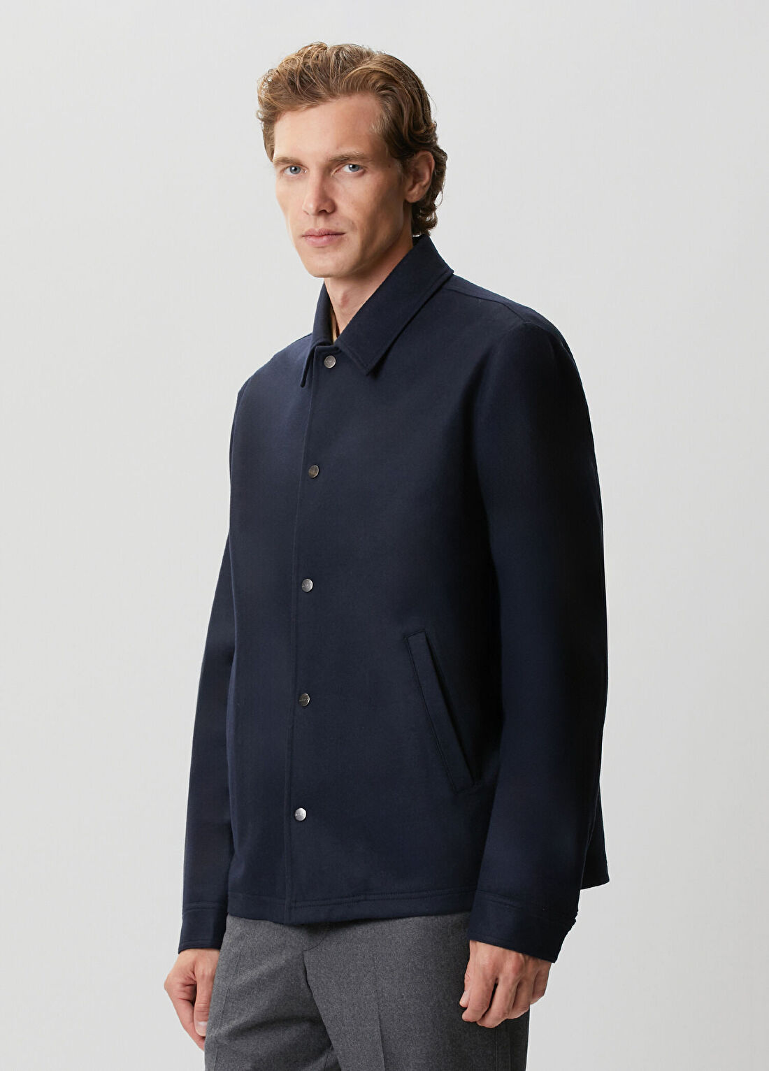 Kiton Lacivert Kaşmir Dış Gömlek görsel 3