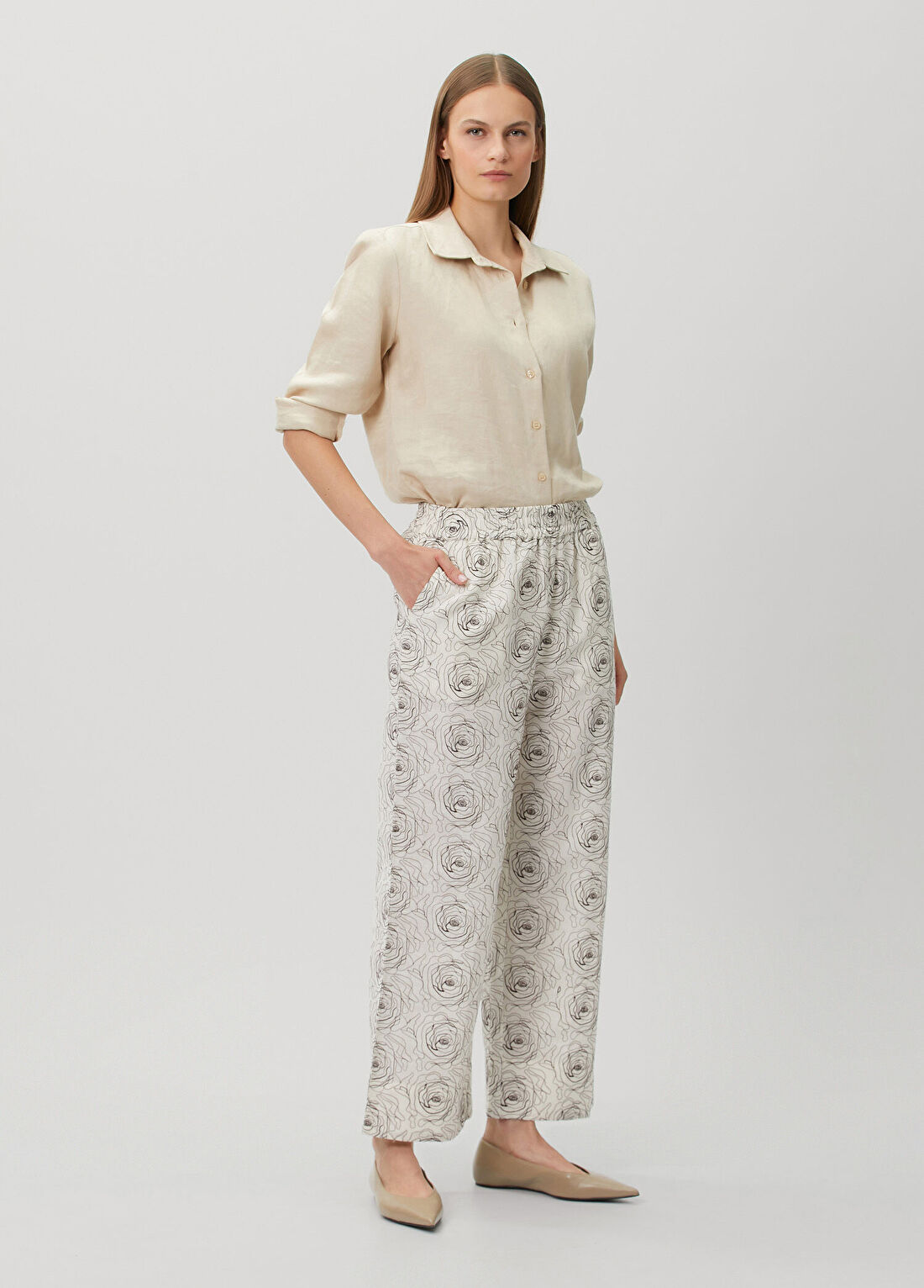 Skall Jasmine Desenli Keten Pantolon