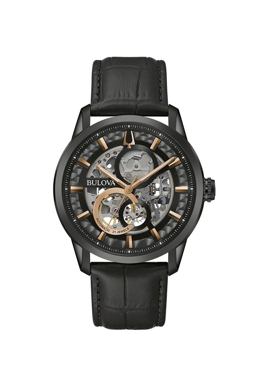 Bulova 98A283 Miyota 8N26 Siyah Deri Erkek Kol Saati