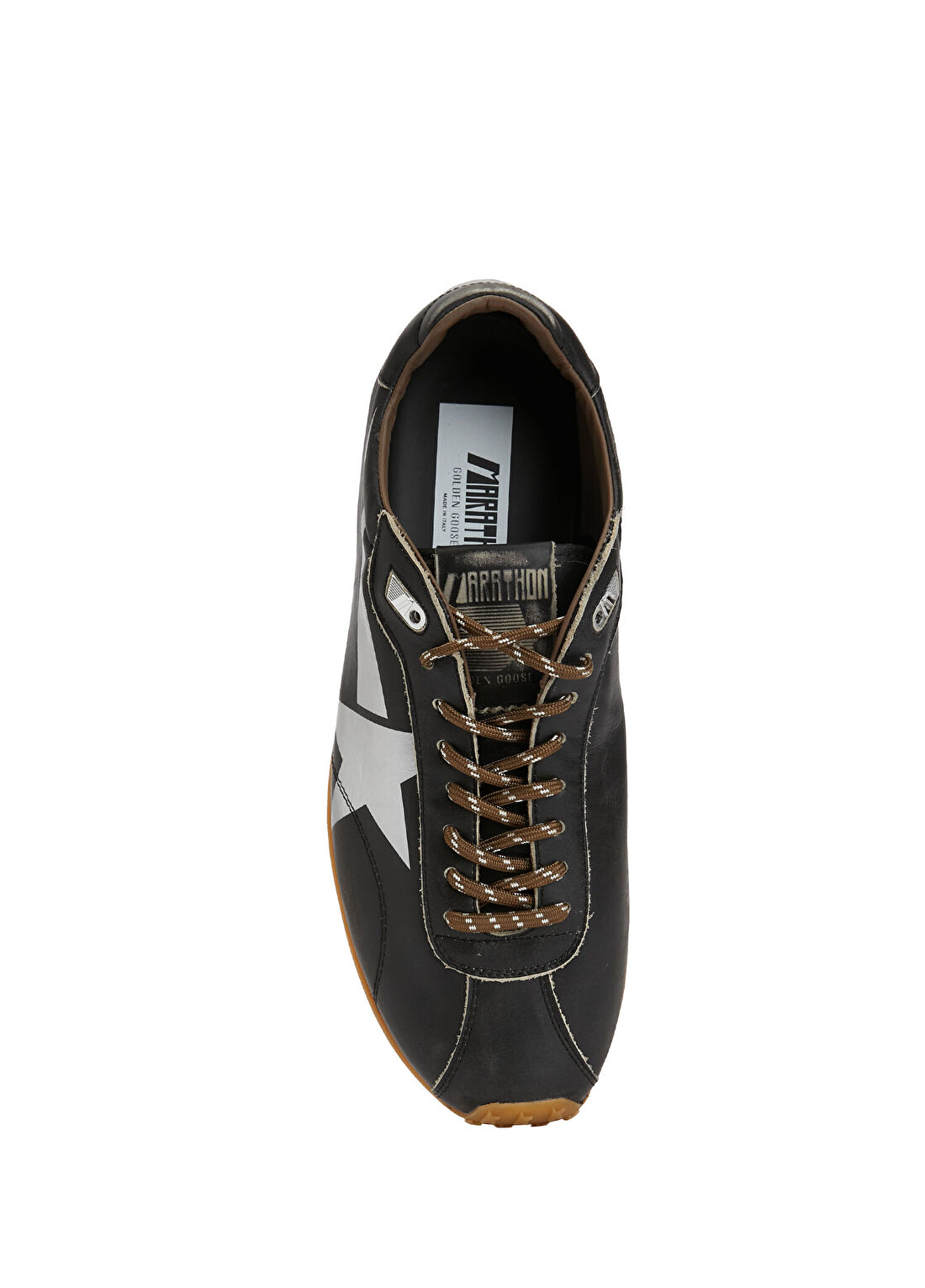 Golden Goose Marathon Siyah Erkek Deri Sneaker görsel 4