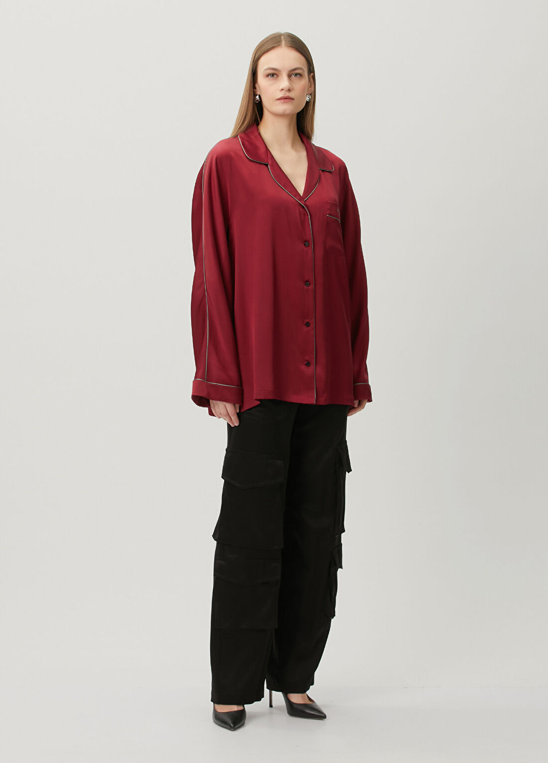 Givenchy Bordo İpek Gömlek görsel 2