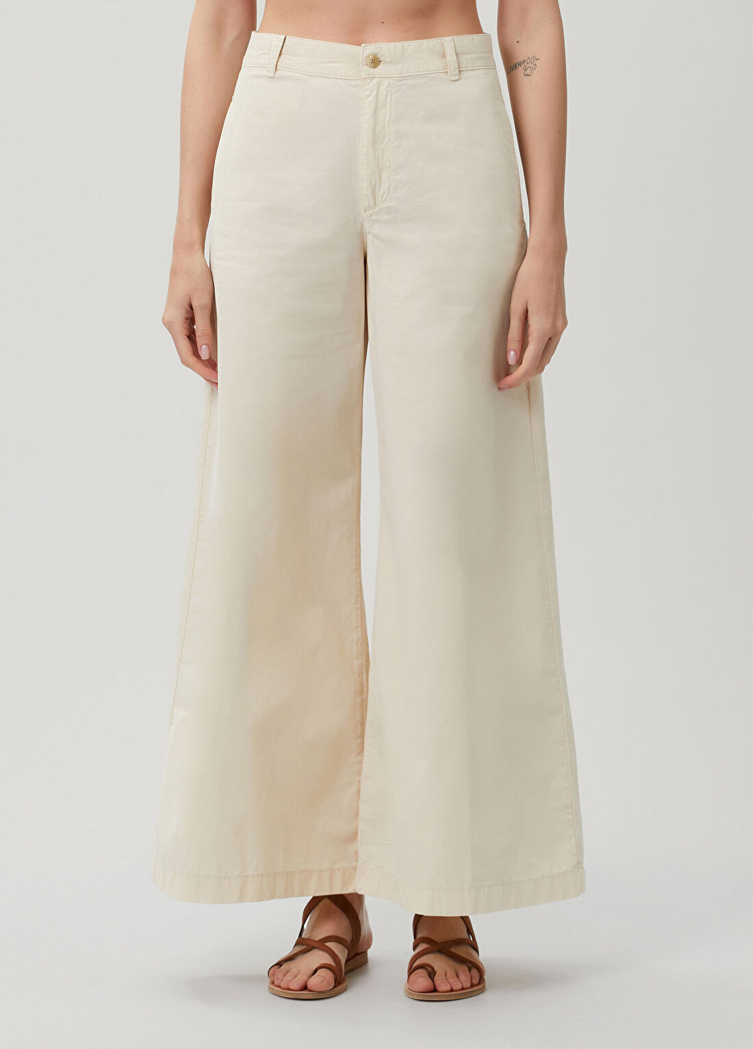 Polo Ralph Lauren Bej Wide Leg Jean Pantolon görsel 2