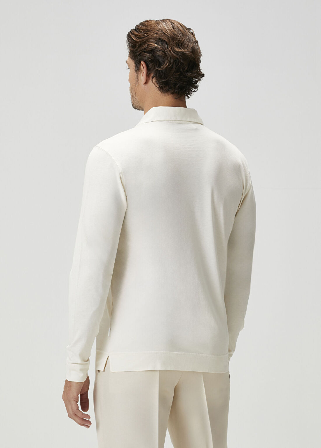 Lardini Beyaz Polo Yaka Sweatshirt görsel 4