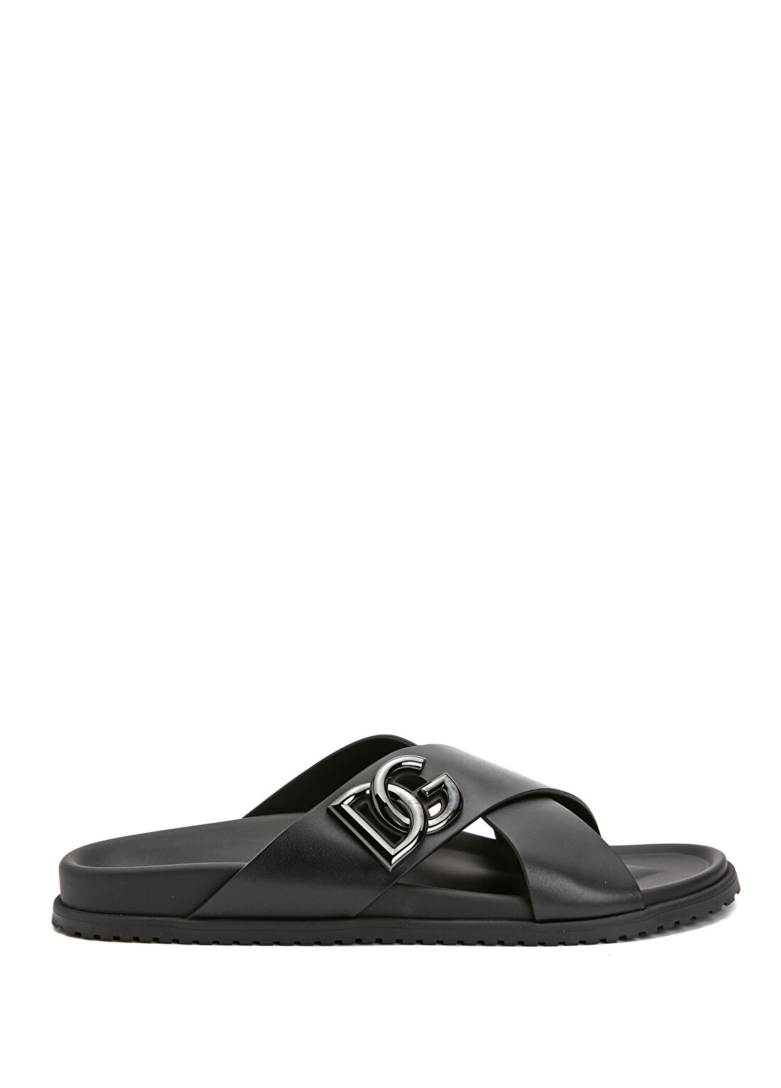 Dolce&Gabbana Siyah Logo Tokalı Erkek Deri Terlik