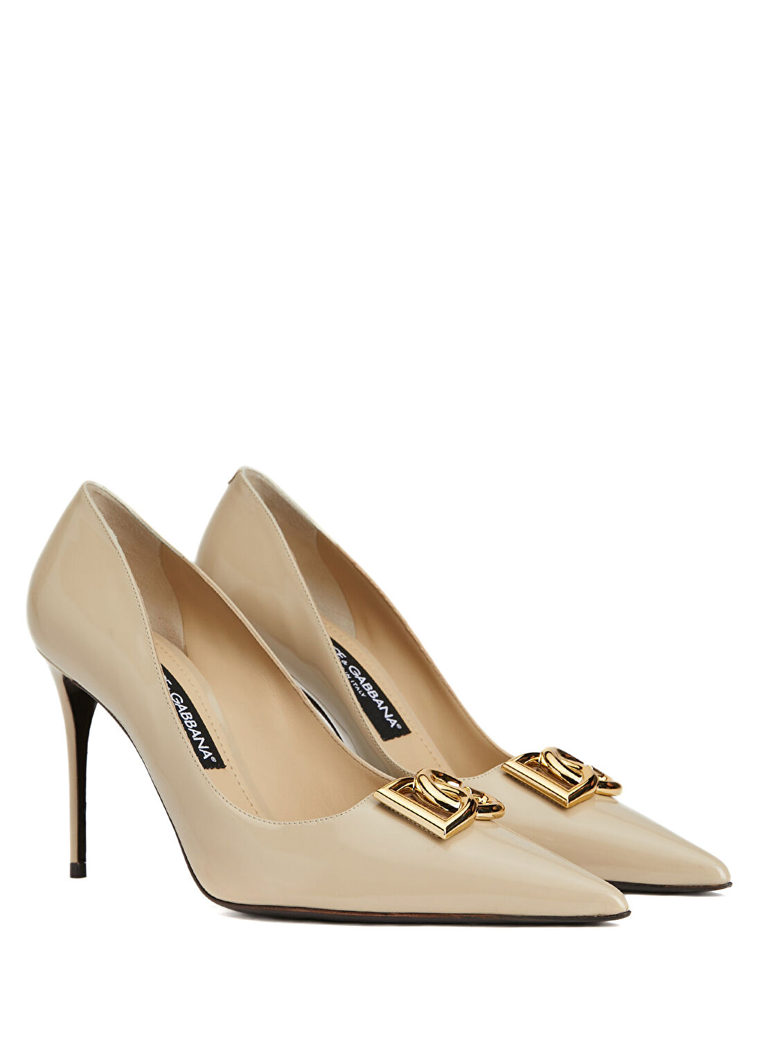 Dolce&Gabbana Ekru Deri Stiletto görsel 2