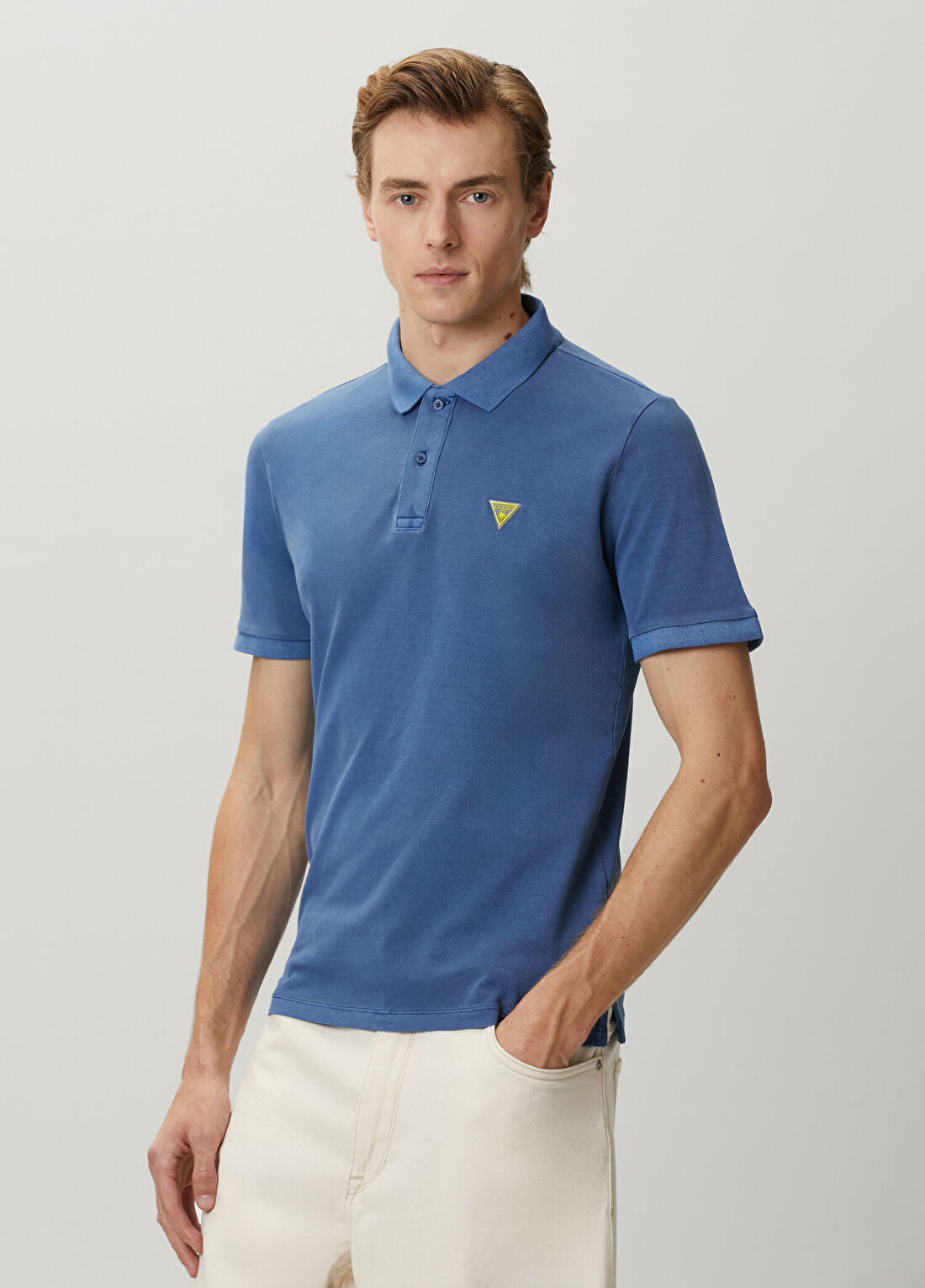 Guess Regular Fit Lacivert Polo Yaka Pike T-shirt görsel 3