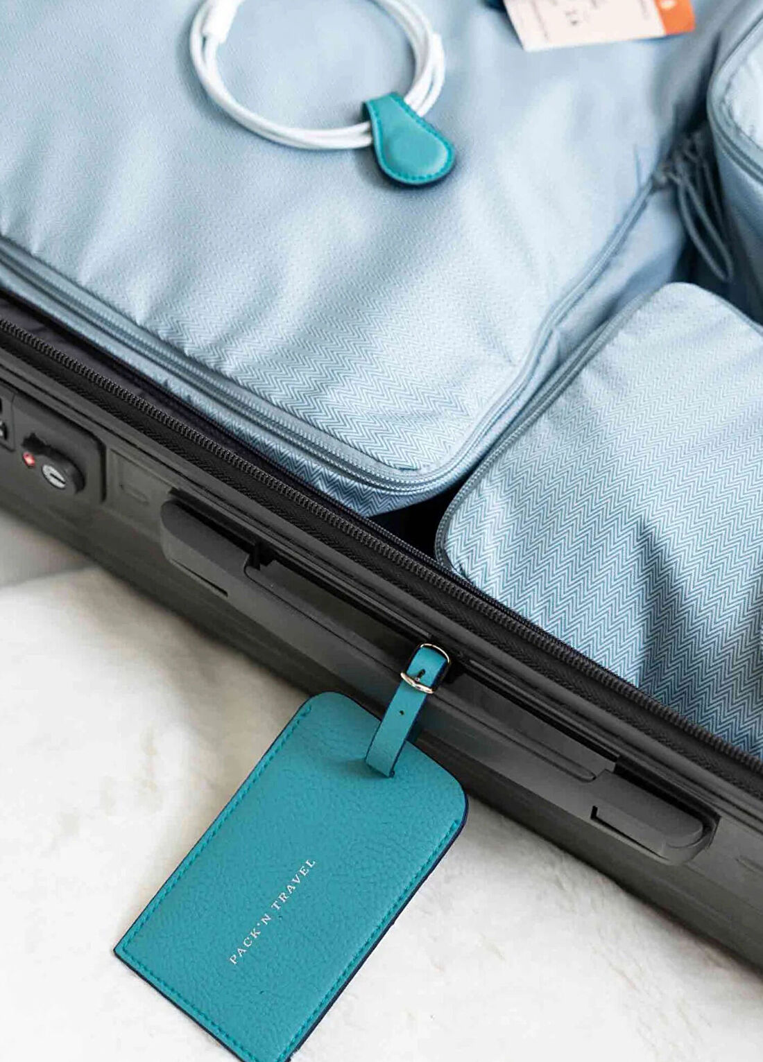 Pack'n Travel Turkuaz Deri Valiz Tagi görsel 4