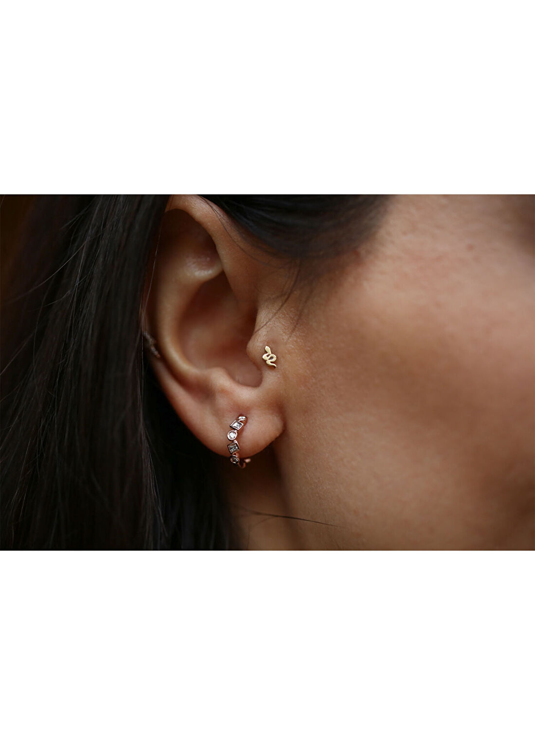 Reis Kuyumculuk Octangle Earrings Pırlanta Taşlı 14 Ayar Rose Gold Kadın Küpe görsel 2