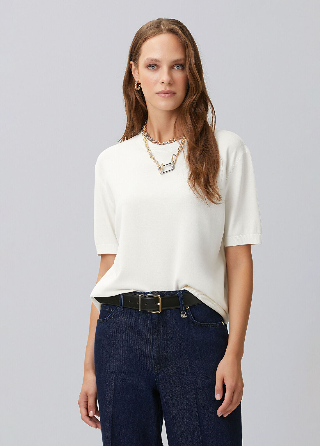 Network Kırık Beyaz Rayon Basic Kazak
