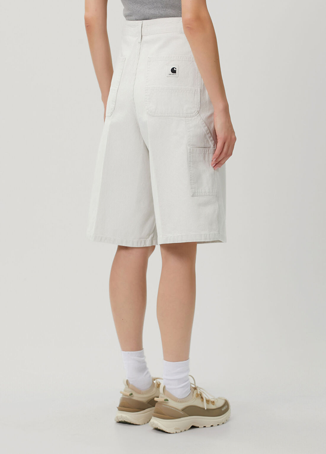 Carhartt WIP Mercer Ekru Çizgili Şort görsel 4