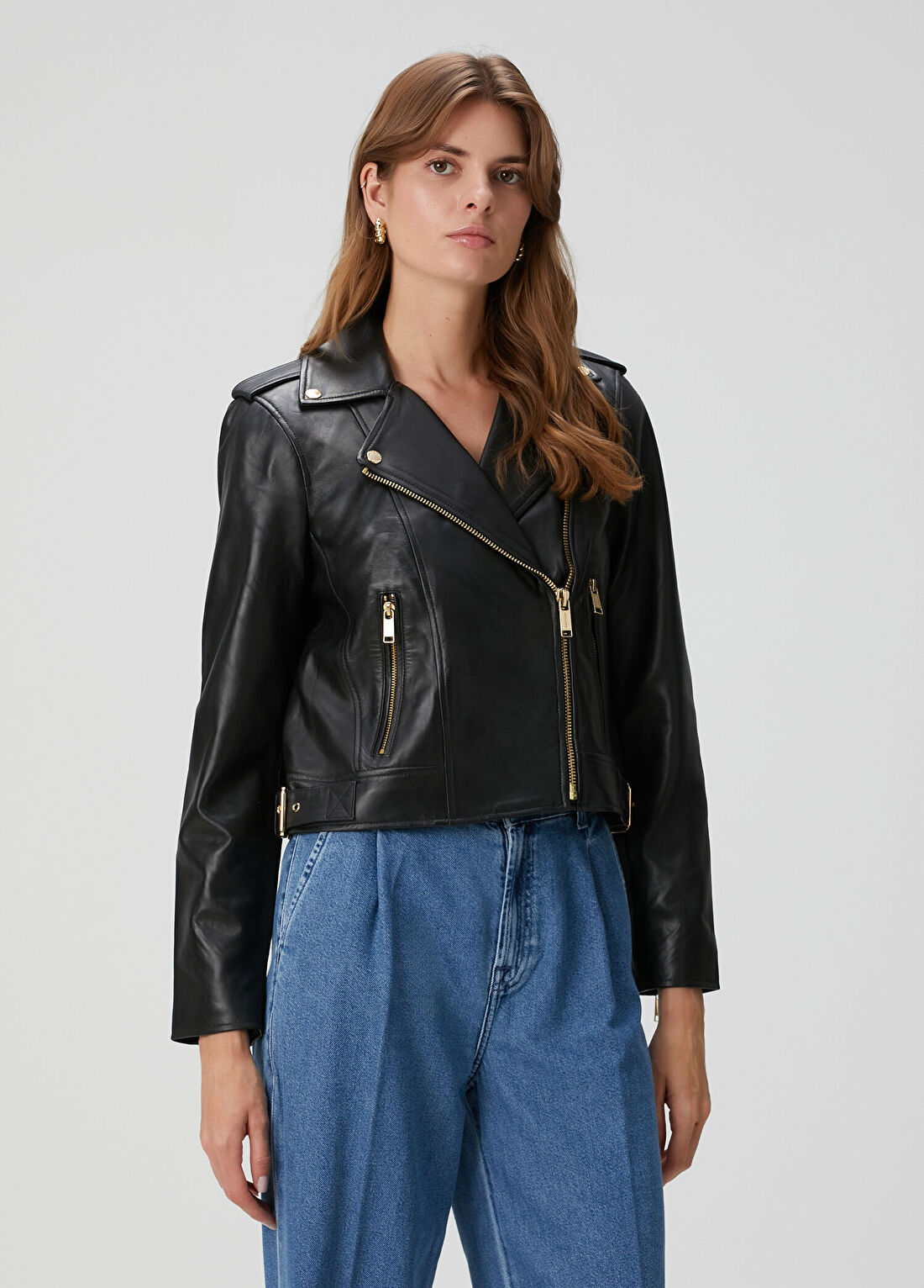 Michael Michael Kors Siyah Deri Biker Ceket görsel 3