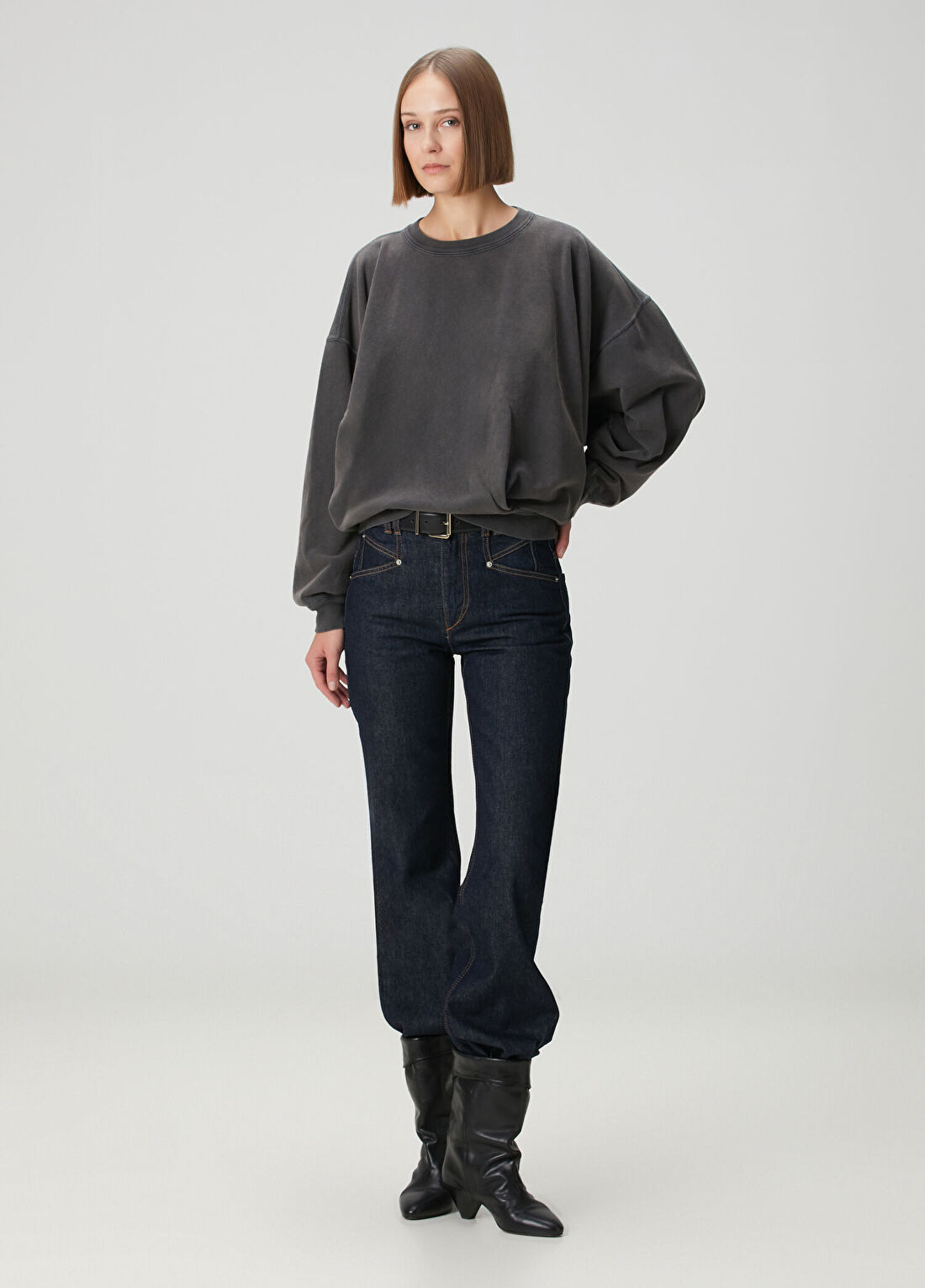 Marant Etoile Sauria Koyu Gri Sweatshirt görsel 2