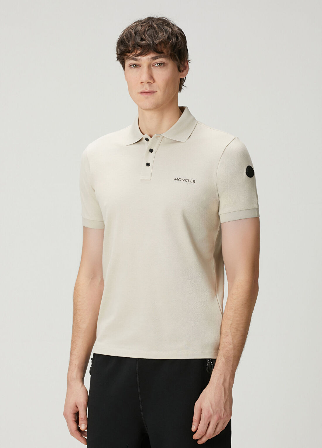 Moncler Bej Polo Yaka T-shirt görsel 3