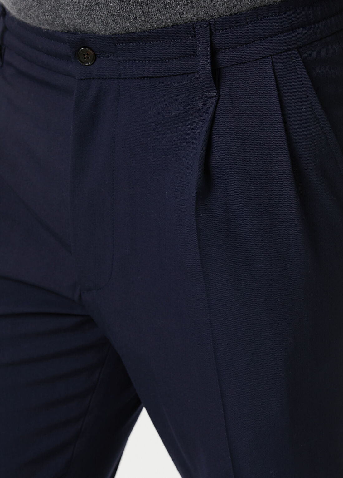 Dunhill Lacivert Pileli Yün Pantolon görsel 4