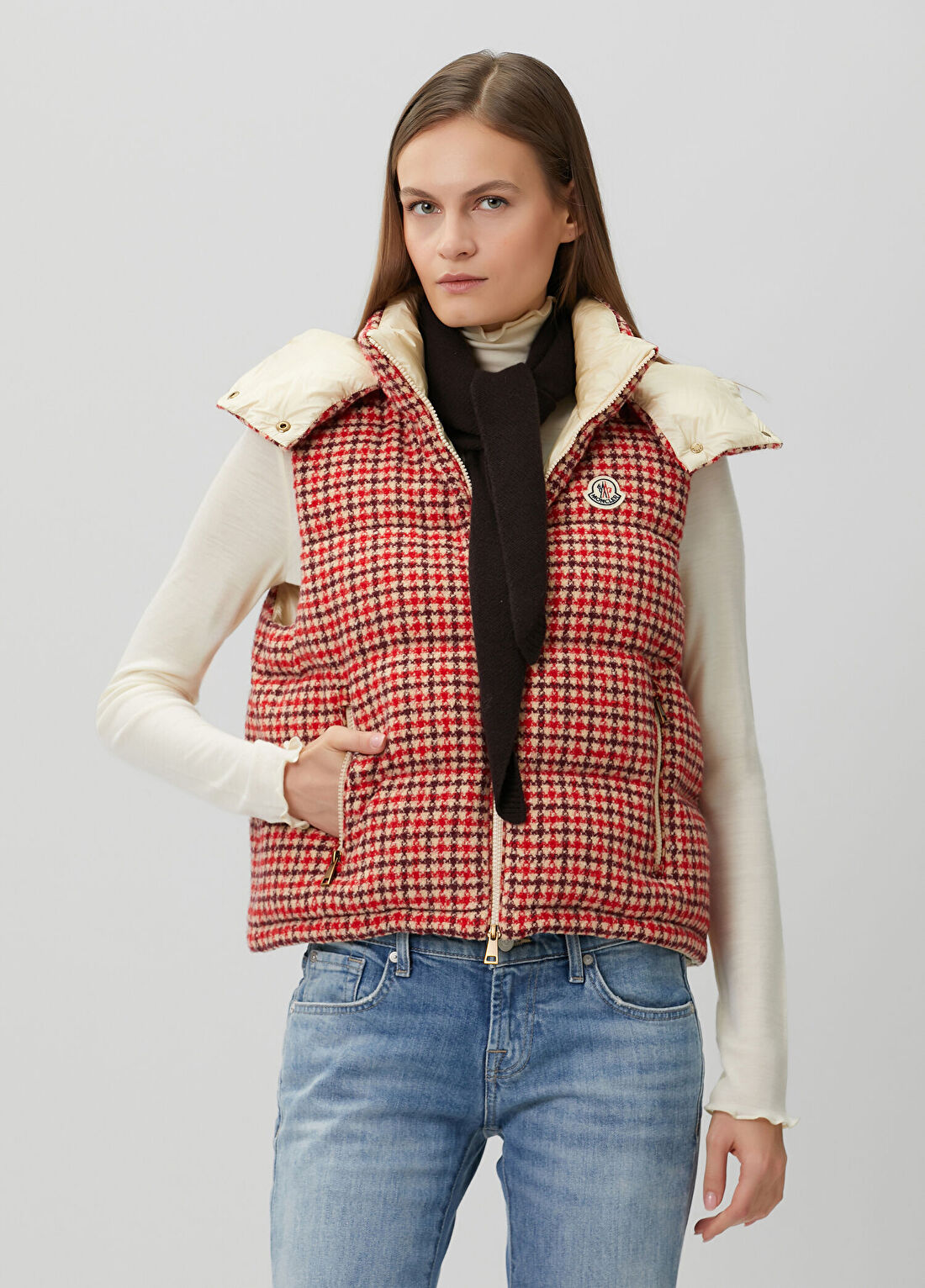 Moncler Niverolle Desenli Yün Puffer Yelek