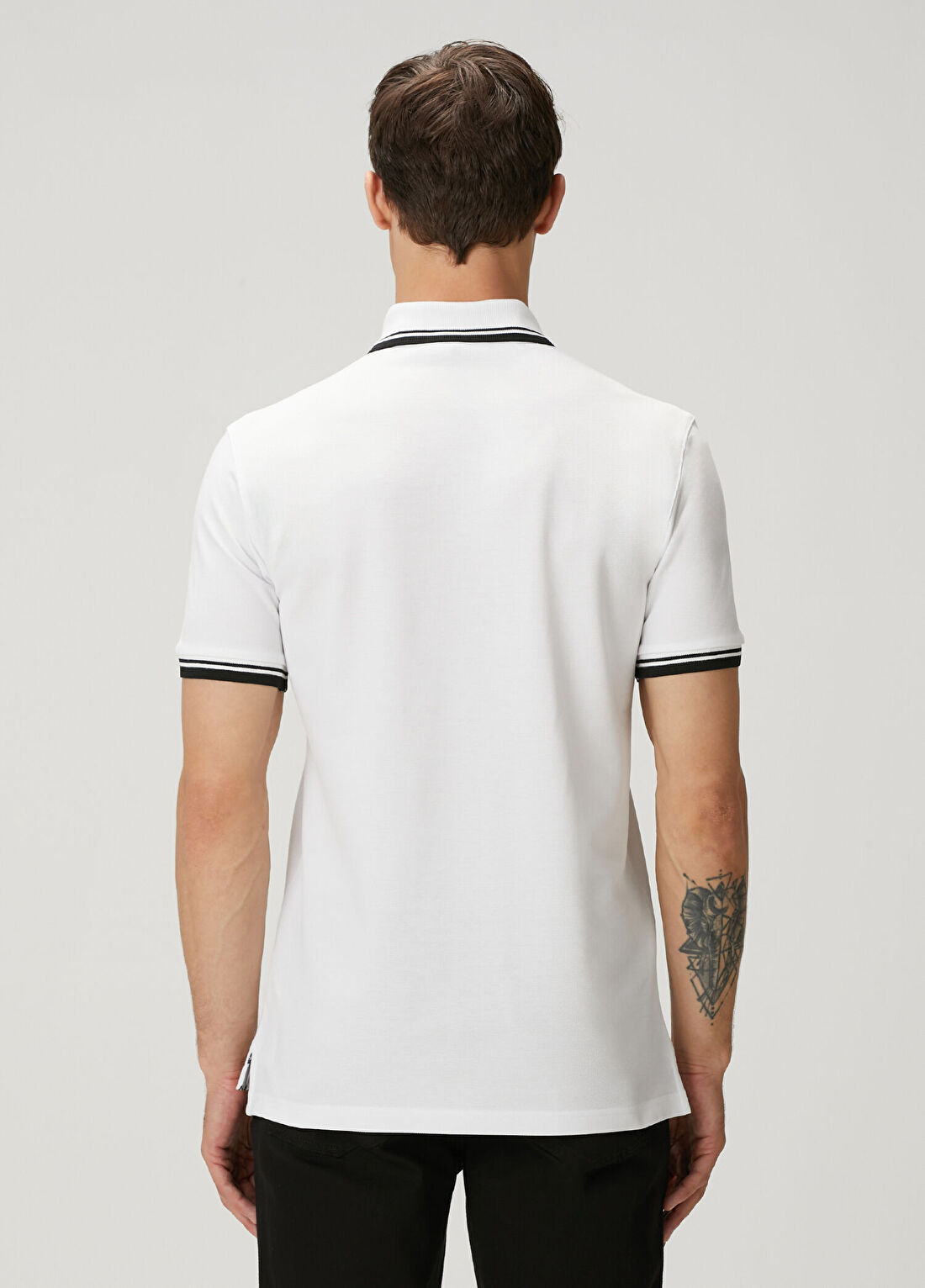 Bernotti Beyaz Polo Yaka Baskılı T-shirt görsel 4