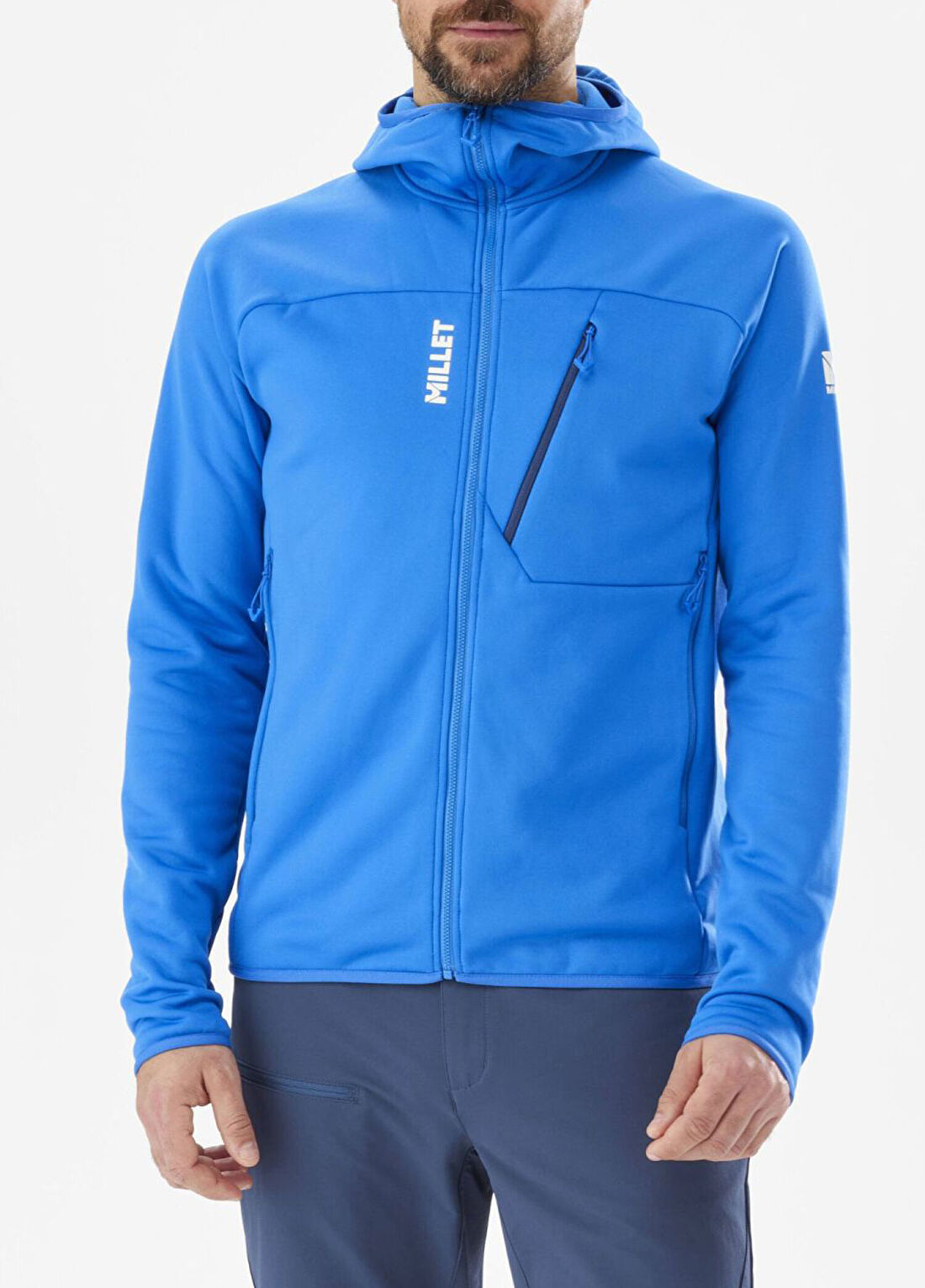 Millet Seneca FL HD Mavi Polar Kapüşonlu Erkek Spor Ceket MIV10336 görsel 2