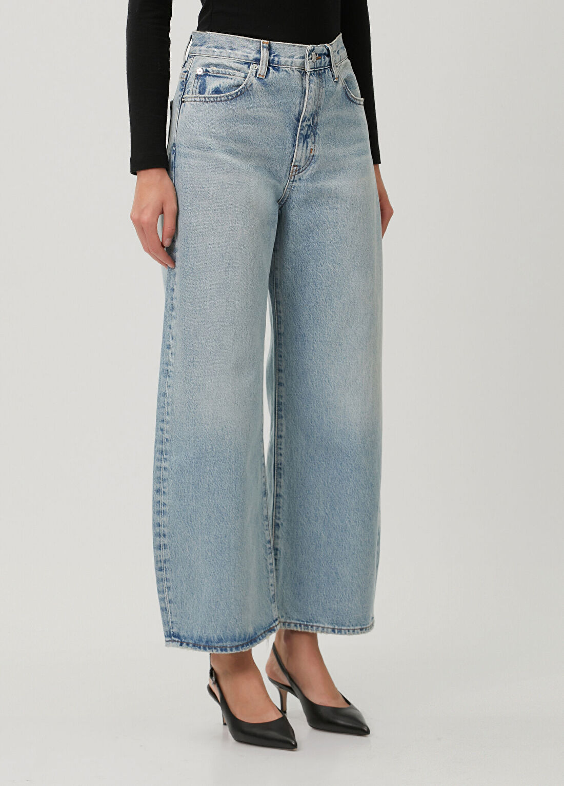 Frame Denim The Bow Crop Mavi Jean Pantolon görsel 3